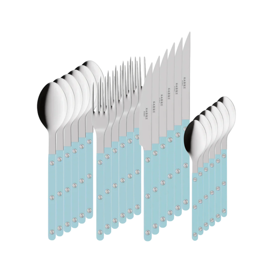 Complete utensils from Sabre Bistrot Cutlery Pastel Blue 24 Piece Set