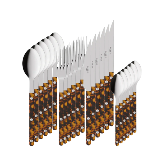 Complete utensils from Sabre Bistrot Cutlery Tortoise 24 Piece Set