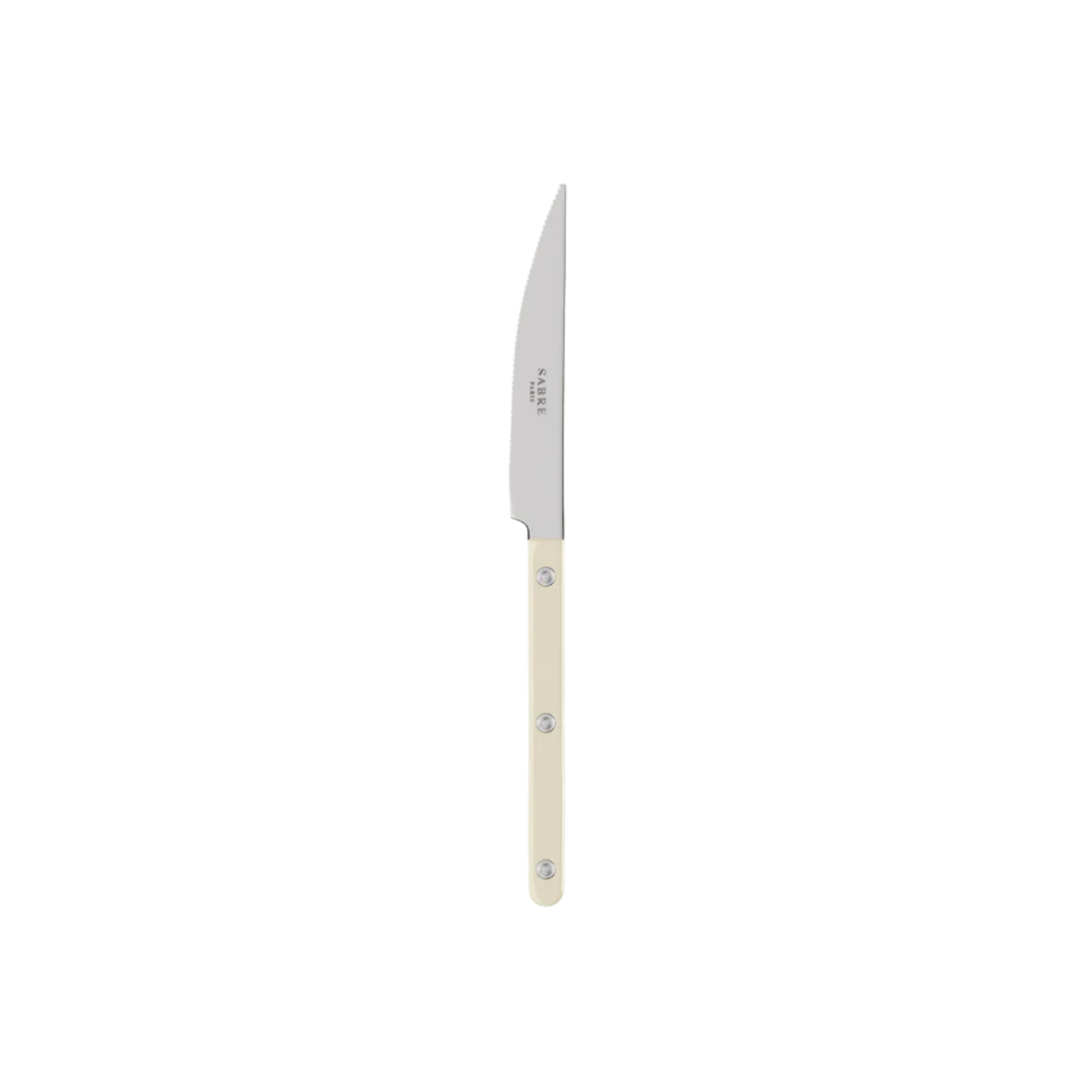 Sabre Paris Bistrot Dinner Knife 24 cm Ivory - stainless steel and nylon cutlery inspired by French cafés, featuring visible rivets, sharp blade, and gloss or vintage finish for stylish table settings.