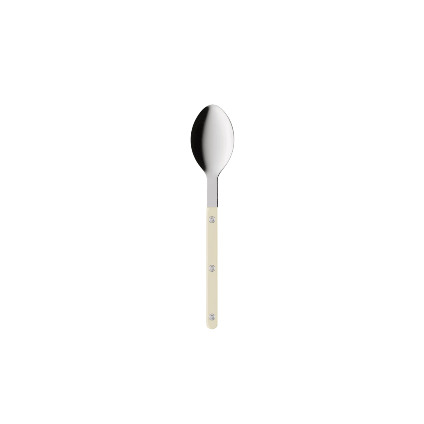 Sabre Paris Bistrot Soup Spoon 22 cm Ivory- stainless steel and nylon cutlery with visible rivets, inspired by French cafés, available in gloss or vintage finish, perfect for soups and side dishes.