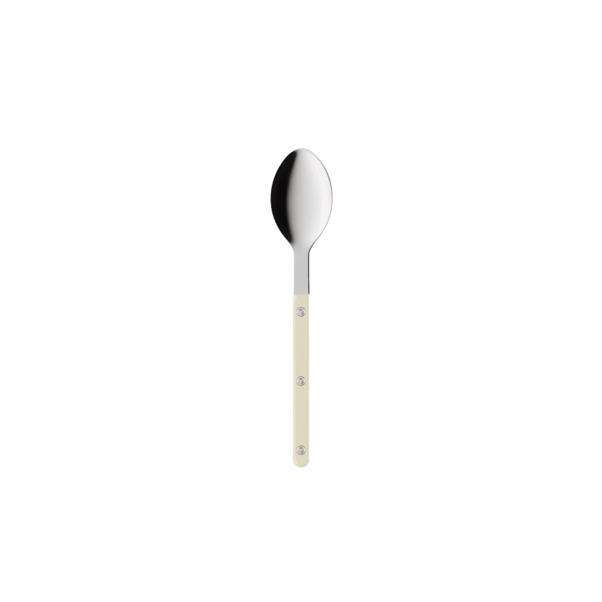 Sabre Paris Bistrot Soup Spoon 22 cm Ivory- stainless steel and nylon cutlery with visible rivets, inspired by French cafés, available in gloss or vintage finish, perfect for soups and side dishes.