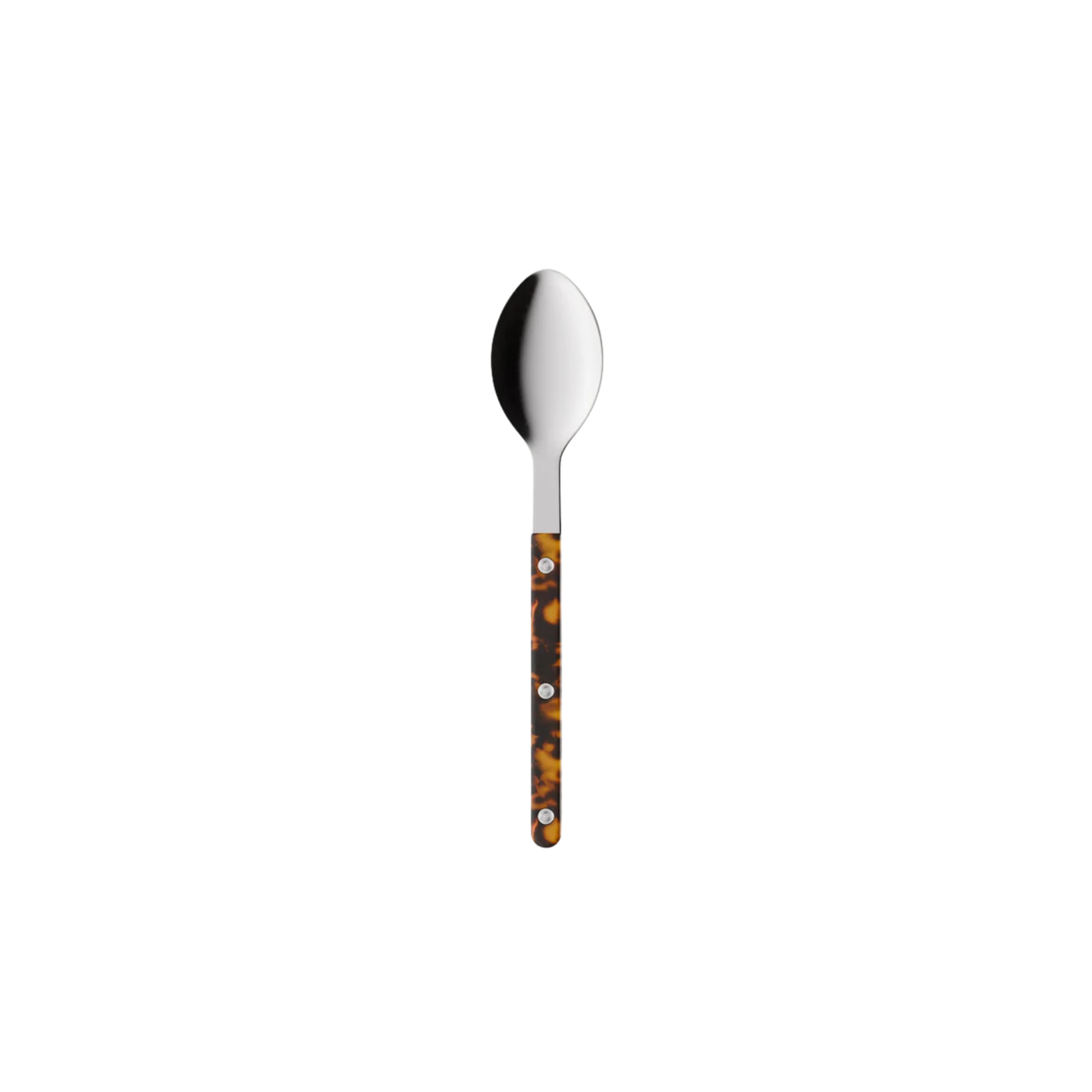 Sabre Paris Bistrot Soup Spoon - 22cm stainless steel spoon with colorful acrylic handle and café-style rivets. Combining modern charm with classic French bistro design, this elegant soup spoon is durable, dishwasher-safe, and perfect for enjoying soups or vegetable dishes.
