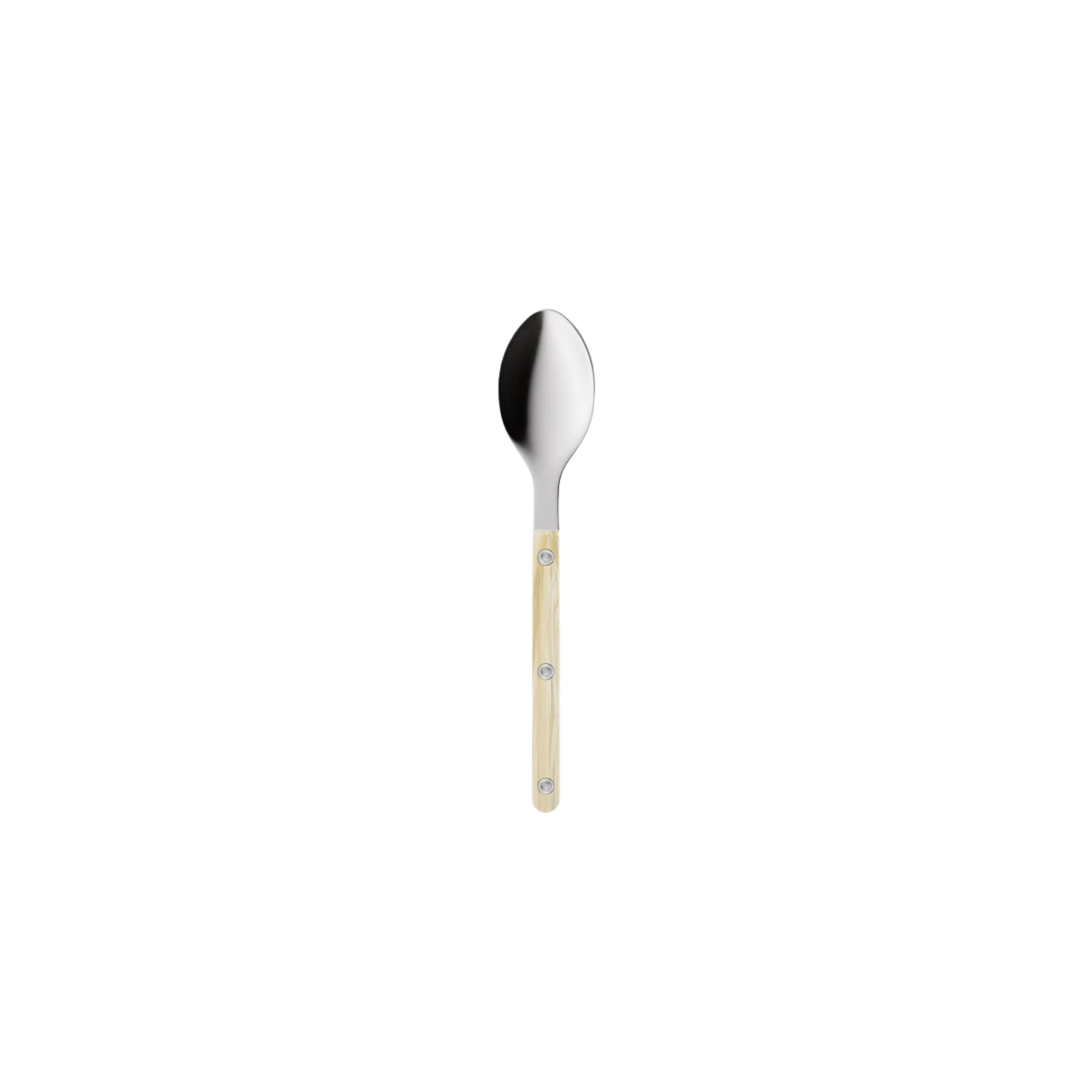 Sabre Paris Bistrot Teaspoon - Elegant 16cm stainless steel teaspoon with durable 18/10 stainless steel head and acrylic handle featuring visible rivets. Inspired by classic French cafÃ©s, this stylish and dishwasher-safe cutlery combines traditional charm with a modern design - perfect for coffee, tea, or everyday dining.
