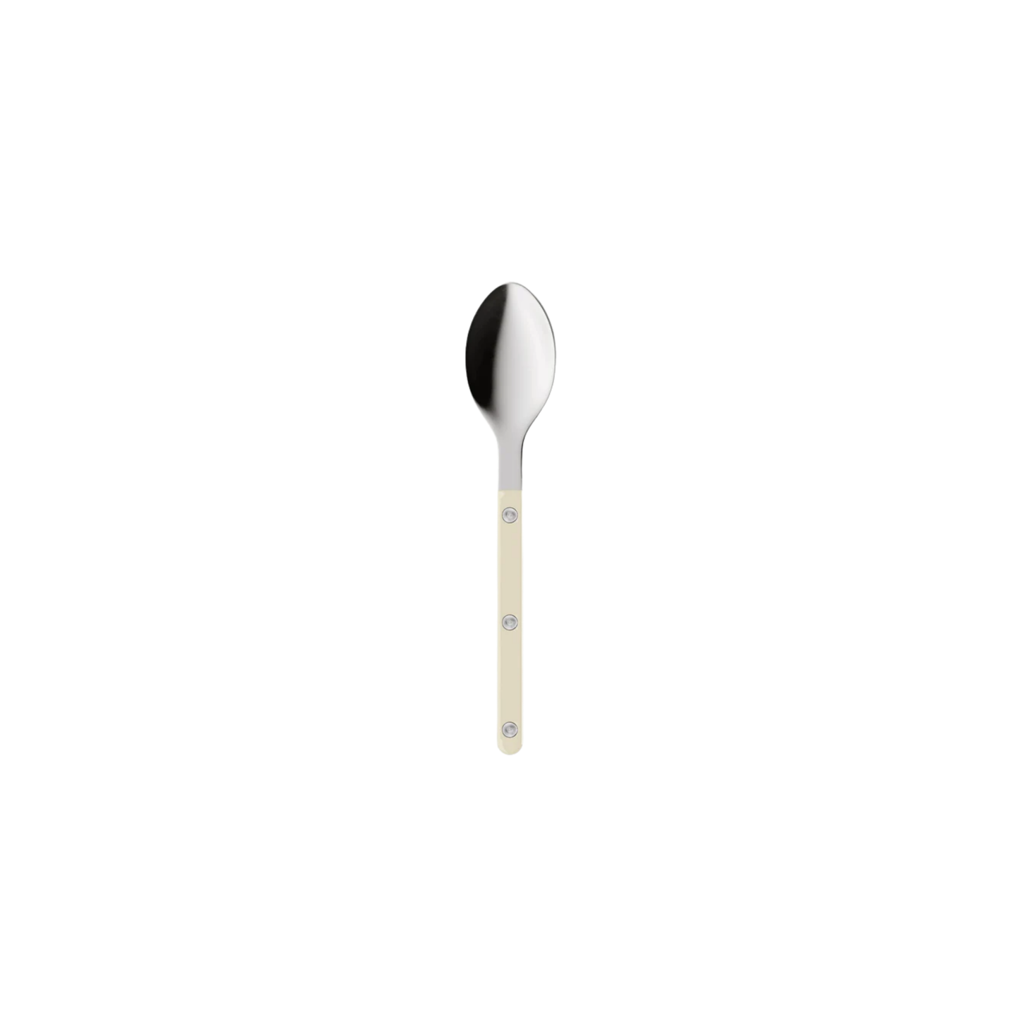Sabre Paris Bistrot Teaspoon 16 cm Ivory - stainless steel and nylon café-style teaspoon with visible rivets, available in gloss or vintage finish, elegant and modern cutlery for everyday use.