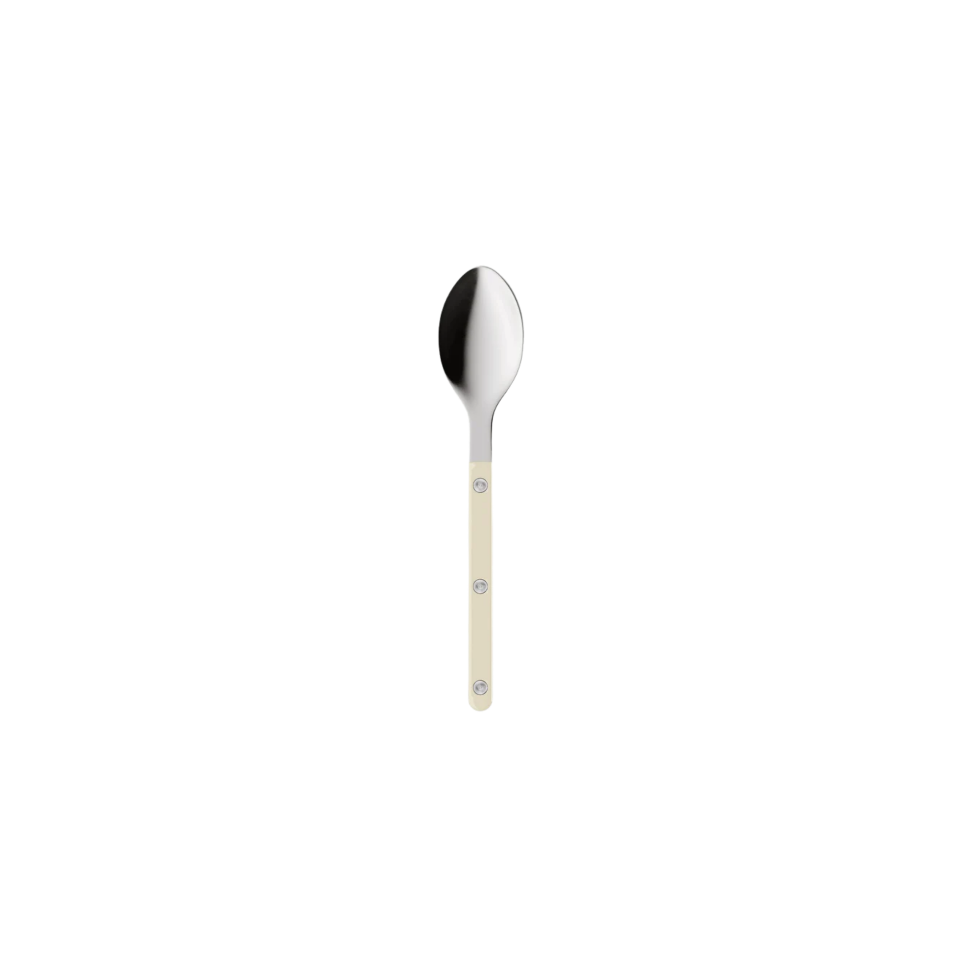 Sabre Paris Bistrot Teaspoon 16 cm Ivory - stainless steel and nylon café-style teaspoon with visible rivets, available in gloss or vintage finish, elegant and modern cutlery for everyday use.