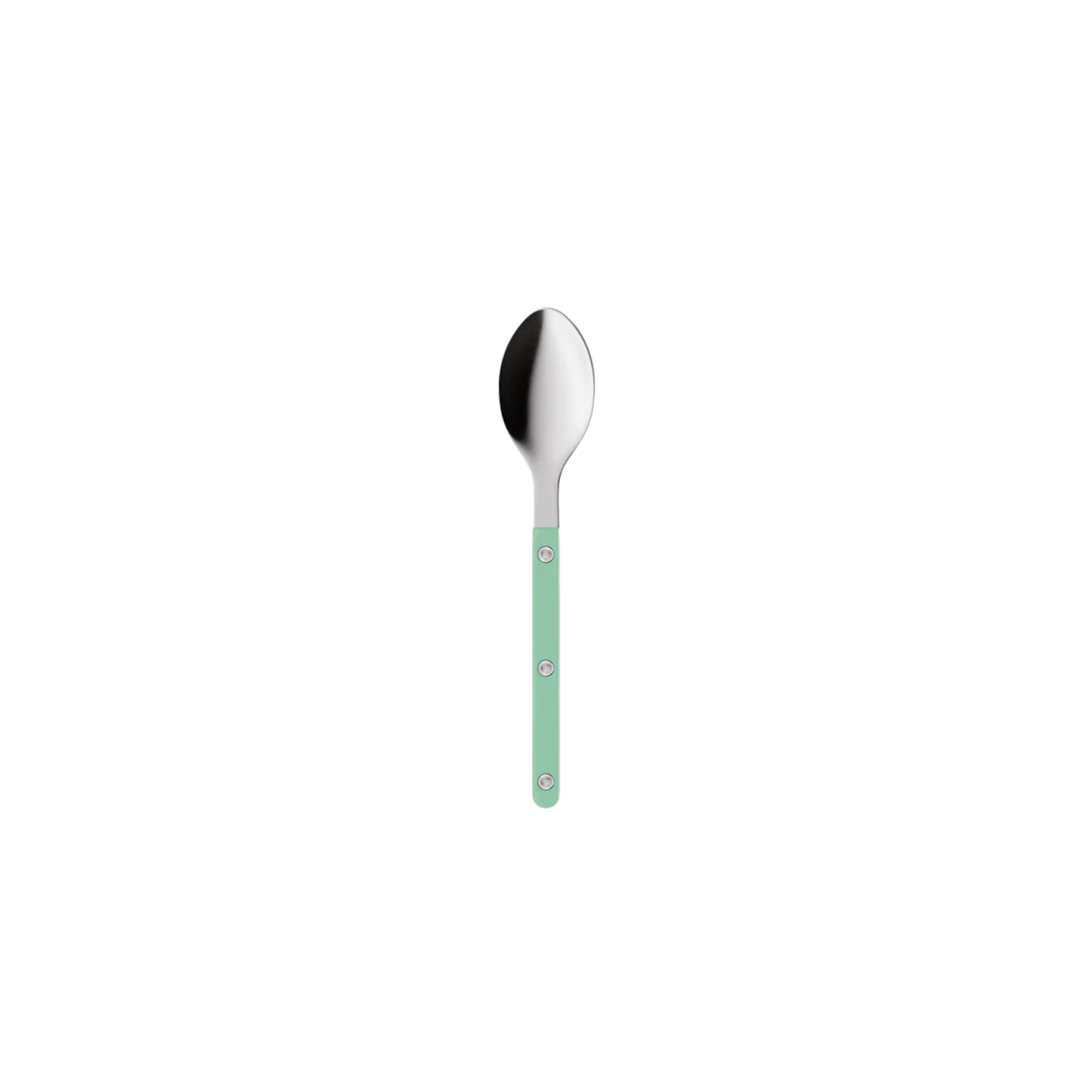 Sabre Paris Bistrot Teaspoon 16 cm Pastel green - stainless steel and nylon café-inspired cutlery with visible rivets, available in gloss or vintage finish, dishwasher safe.