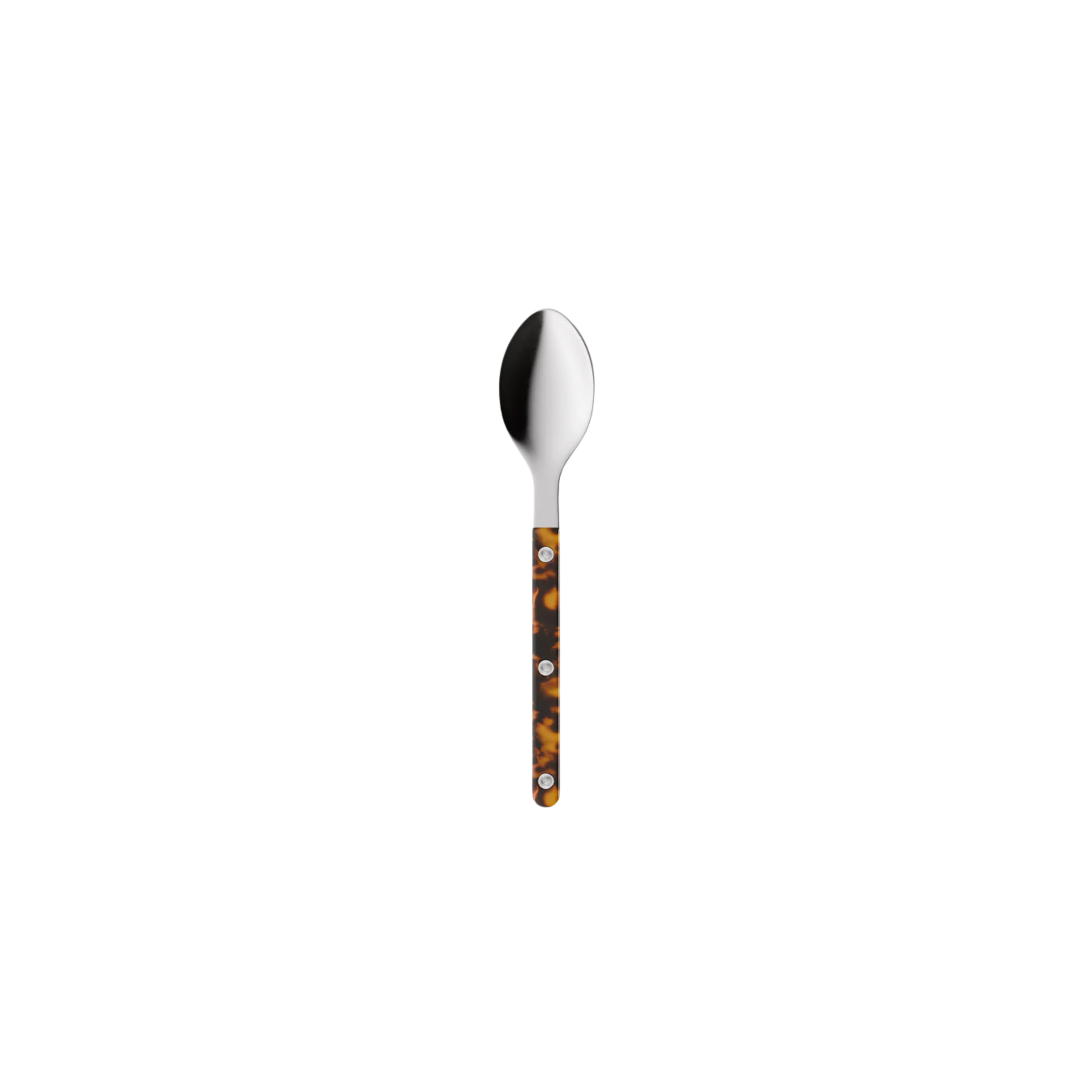 Sabre Paris Bistrot Teaspoon - 16cm stainless steel spoon with colorful acrylic handle and visible rivets. Inspired by classic French café style, this elegant and durable teaspoon blends modern and traditional design, perfect for daily tea, coffee, or desserts.