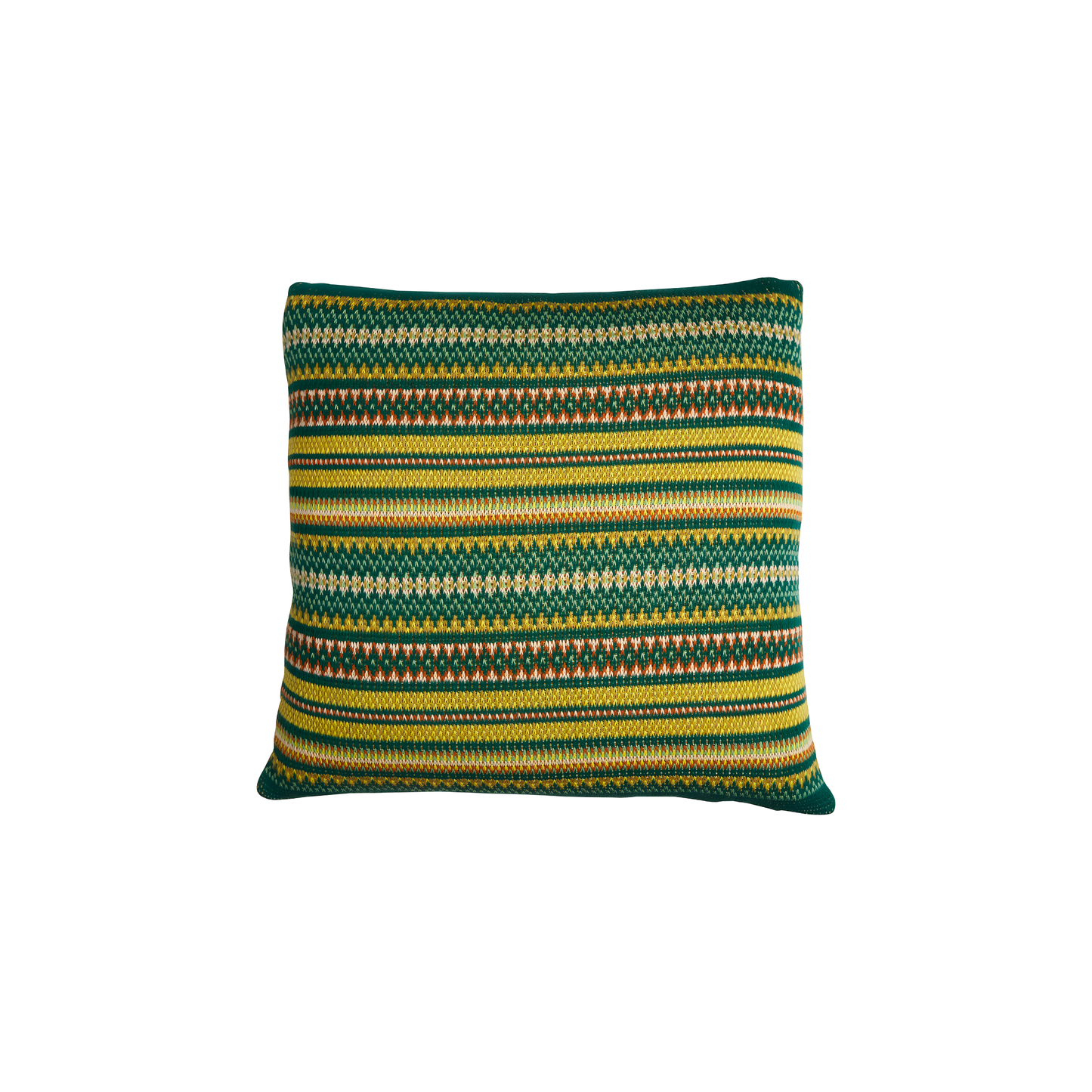 Sage & Clare Arlette Knit Cushion in Forest, a cotton Fair Isle knitted 65×65cm decorative throw pillow with soft premium insert, textured pattern, and cozy living room or bedroom decor style.