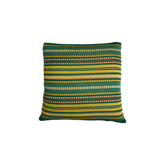 Sage & Clare Arlette Knit Cushion in Forest, a cotton Fair Isle knitted 65×65cm decorative throw pillow with soft premium insert, textured pattern, and cozy living room or bedroom decor style.