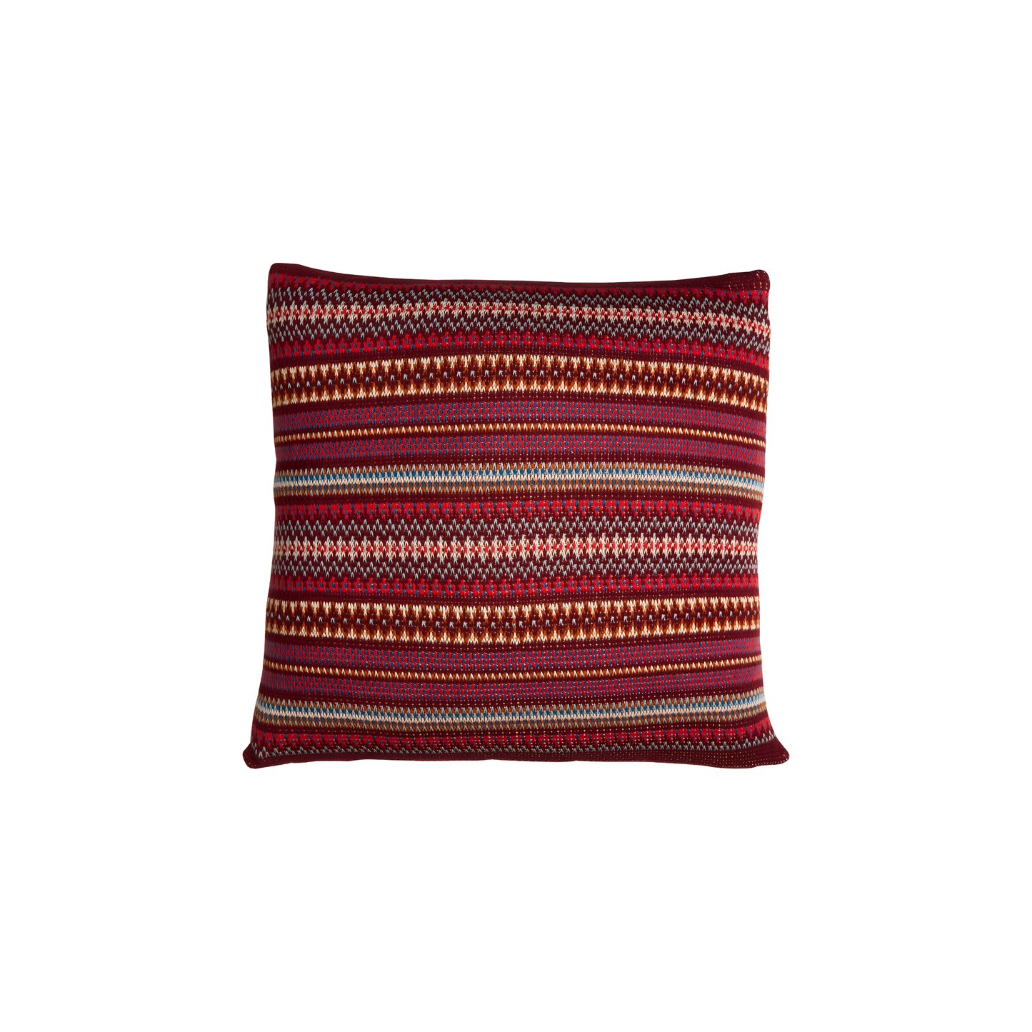 Sage & Clare Arlette Knit Cushion in Mahogany, a 65×65cm cotton Fair Isle textured decorative throw pillow with premium soft insert.