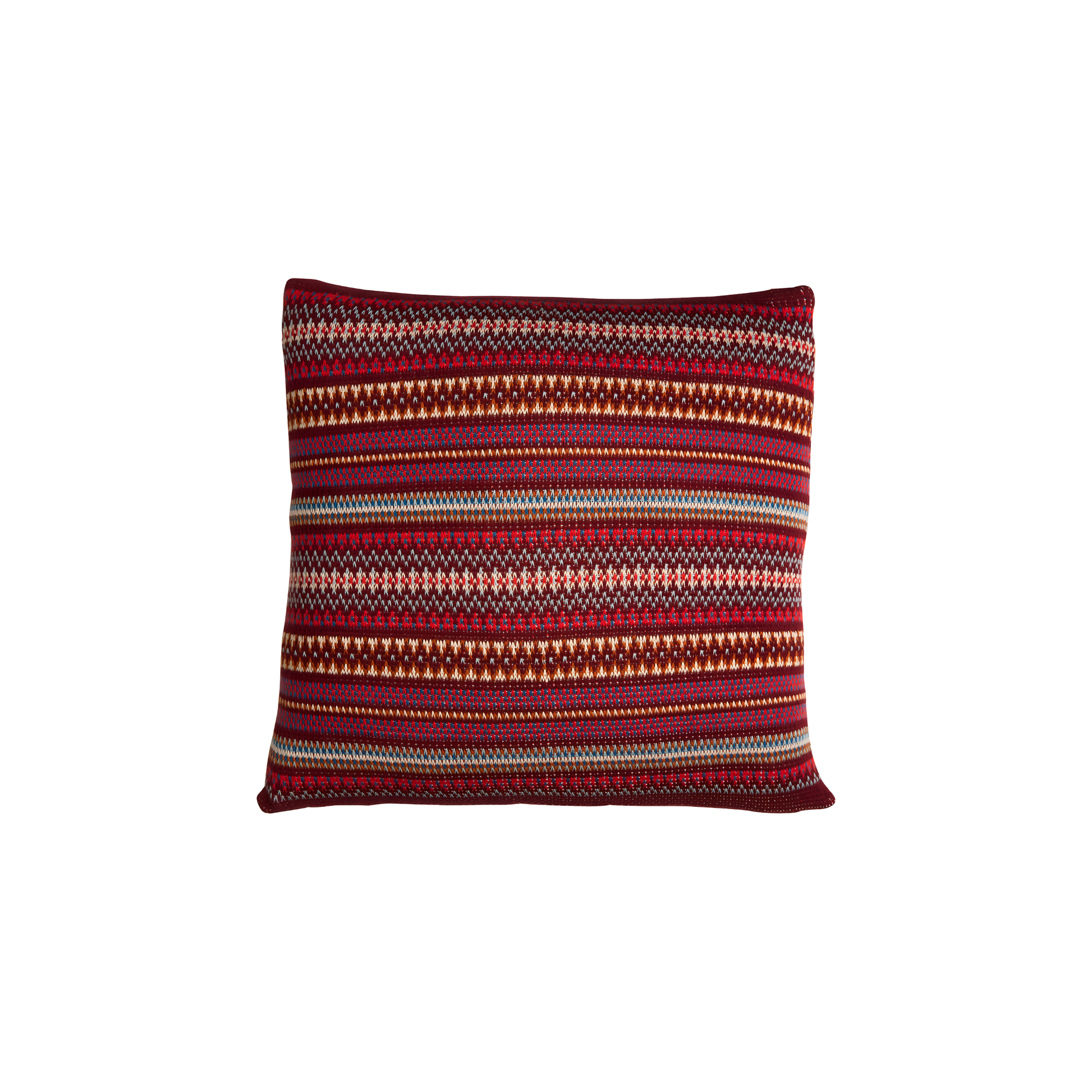 Sage & Clare Arlette Knit Cushion in Mahogany, a 65×65cm cotton Fair Isle textured decorative throw pillow with premium soft insert.