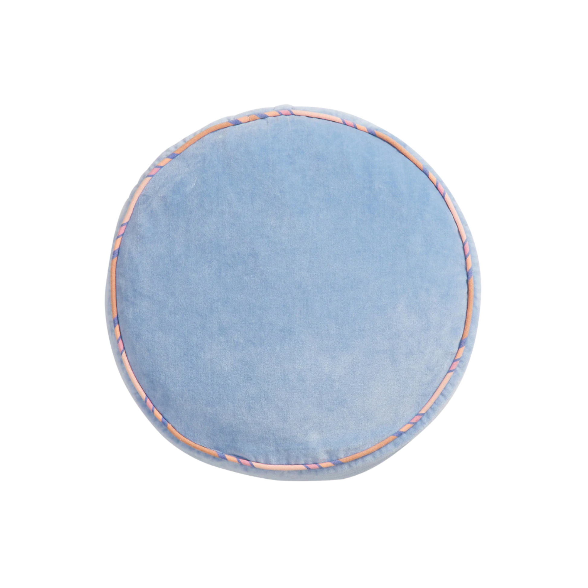 Sage & Clare Velvet Castillo round blue jean cushion front view