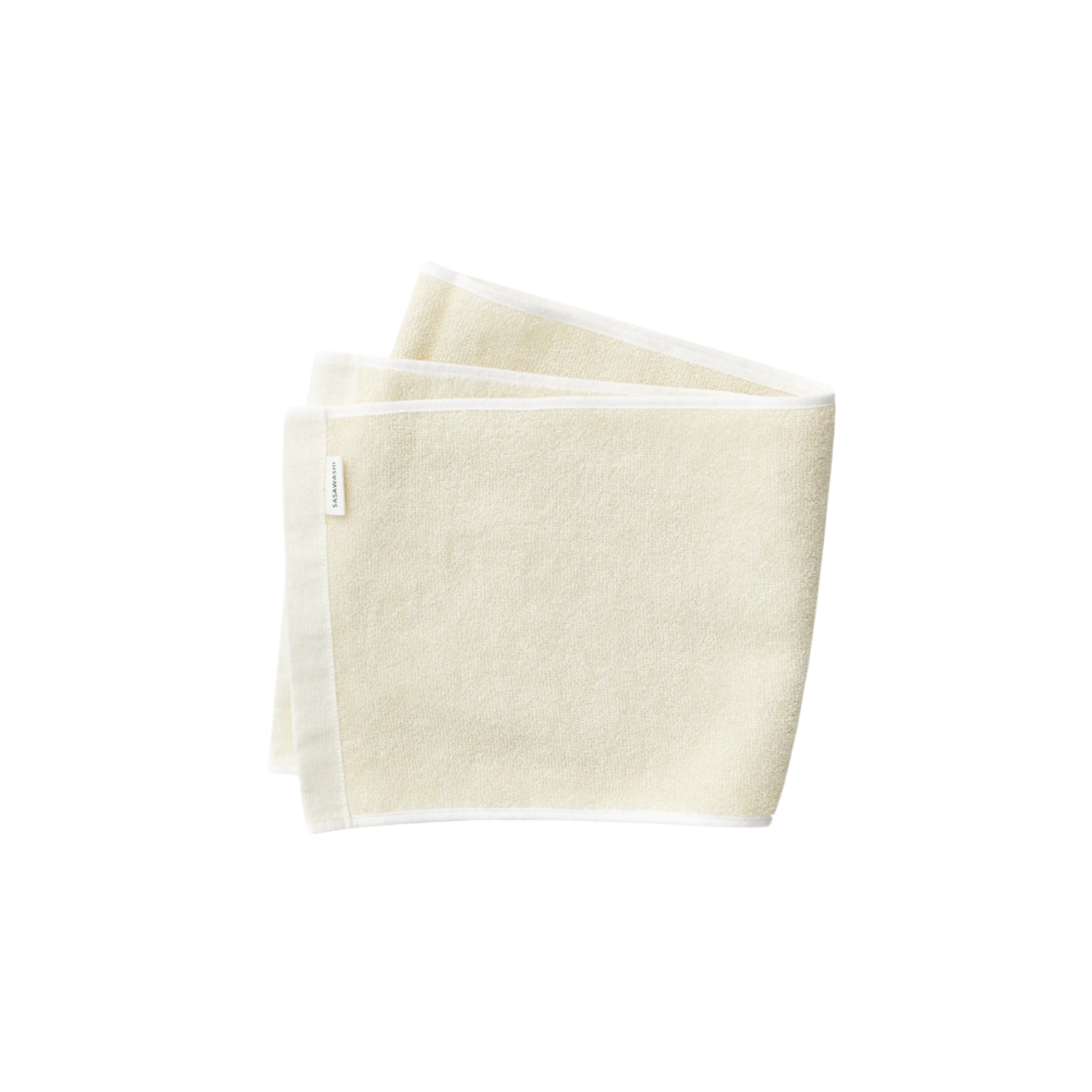 Sasawashi body scrub towel unpackaged folded on an angle