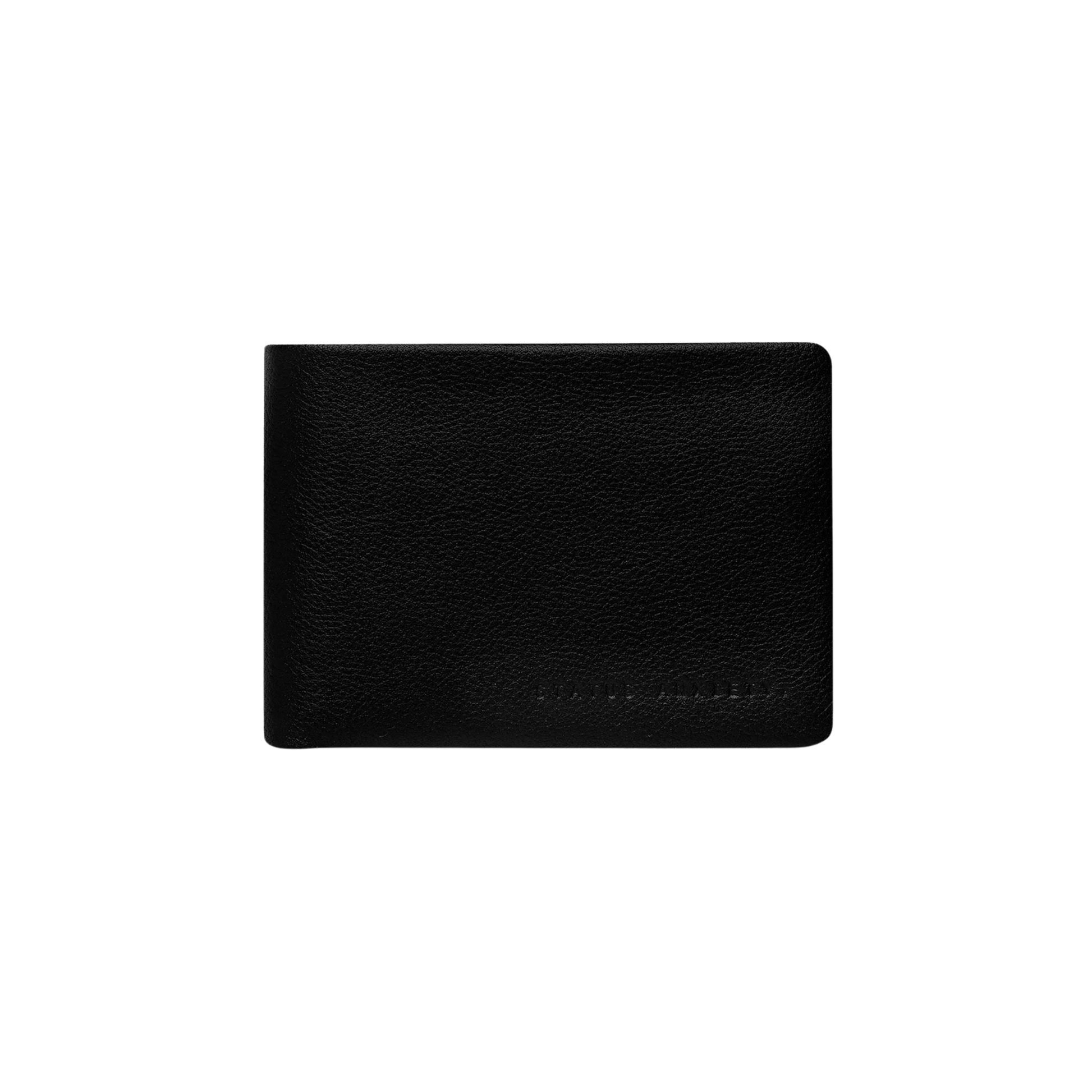 Front view of the Status Anxiety Wallet Jonah Black from premium Italian leather with 6 card slots, and fits AUD & USD.