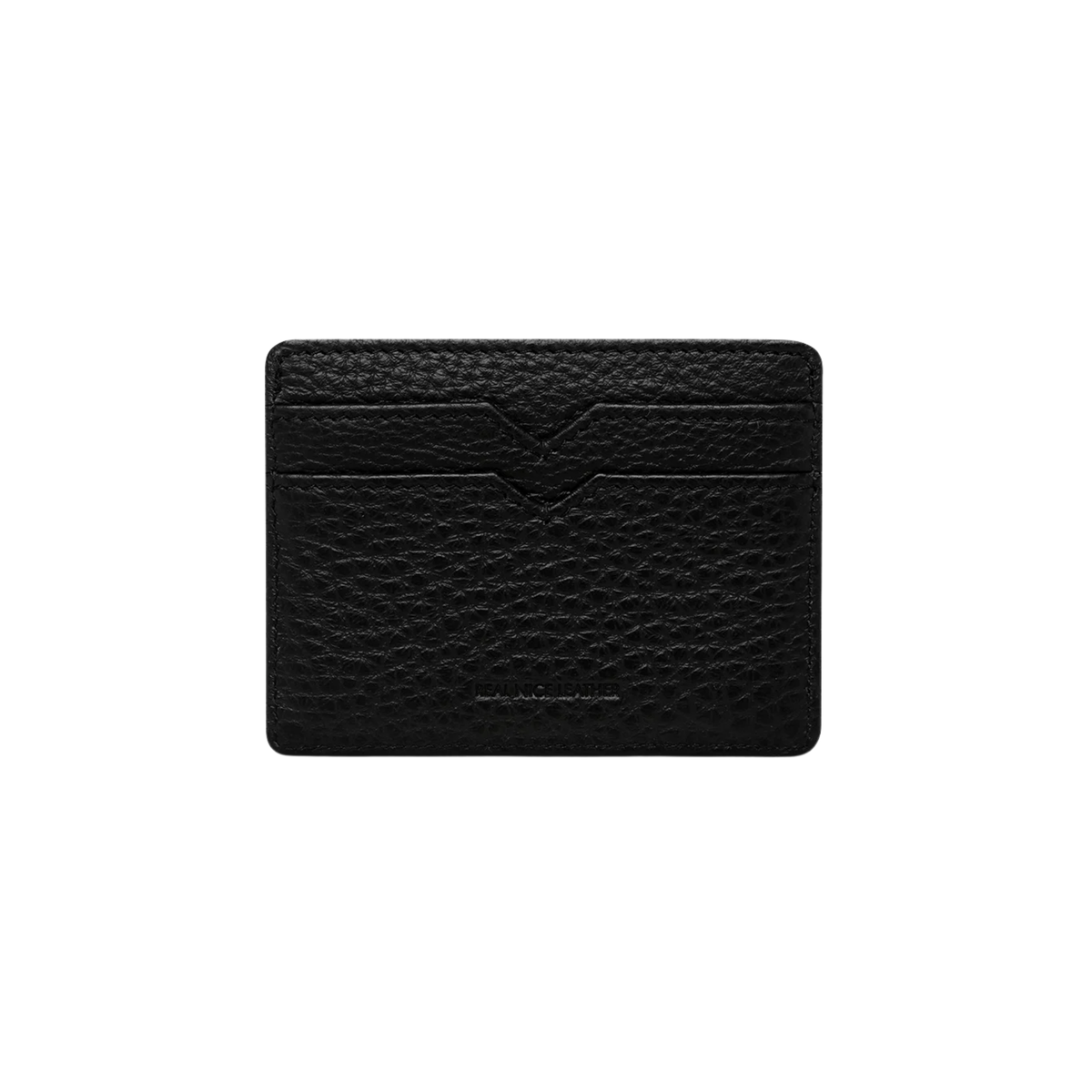 Back side of the Status Anxiety Wallet Together For Now Black Soft shrunken pebble leather with 4 card slots and stash pocket.