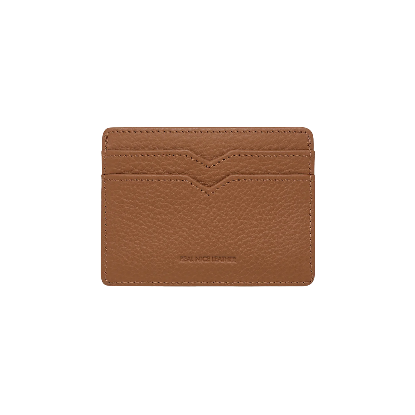 Back side of the Status Anxiety Wallet Together For Now Camel Soft shrunken pebble leather with 4 card slots and stash pocket.