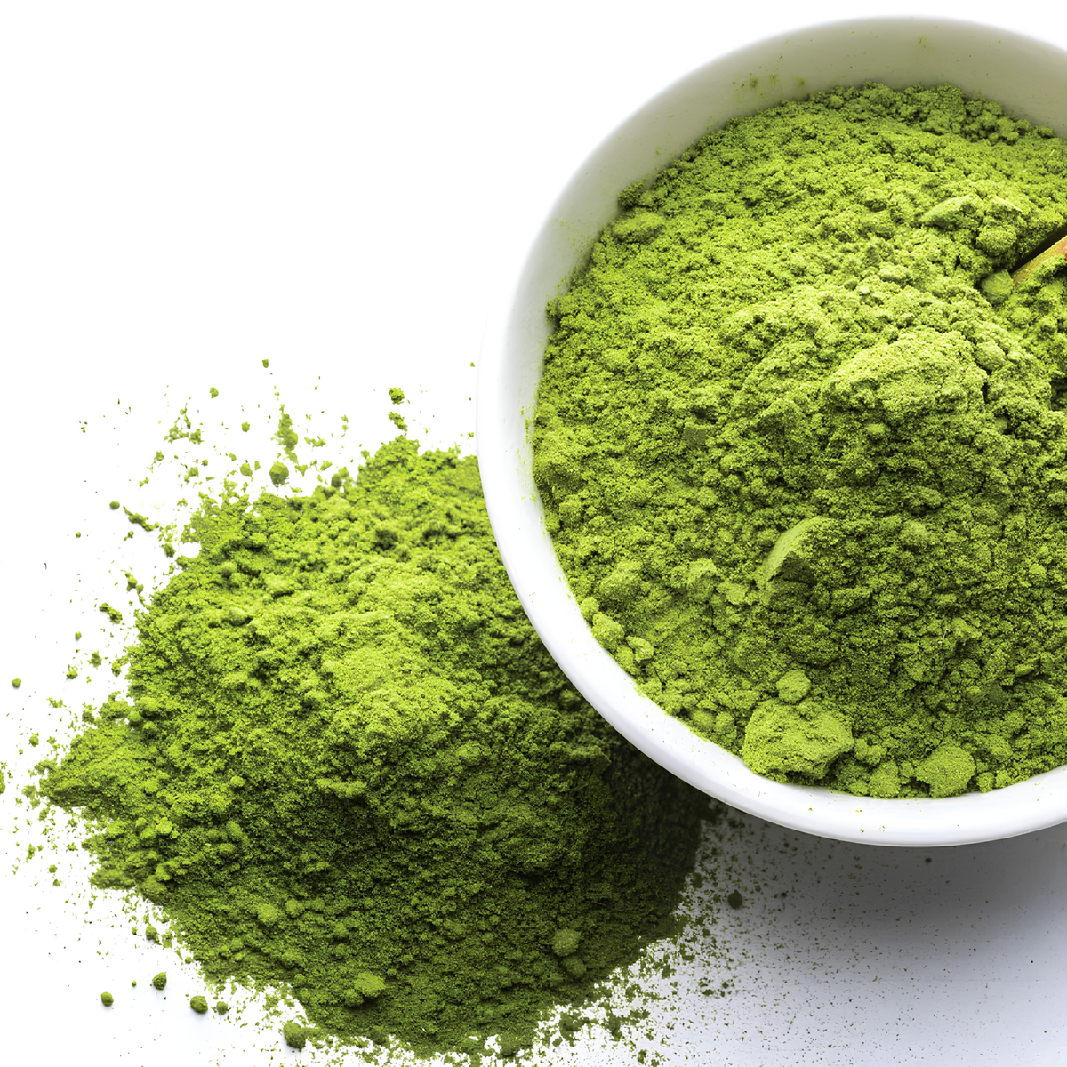 Showing the matcha powder from Storm & India Mood Matcha grown on pristine organic farms, shaped by volcanic soils and warm ocean air in Pouch 100g