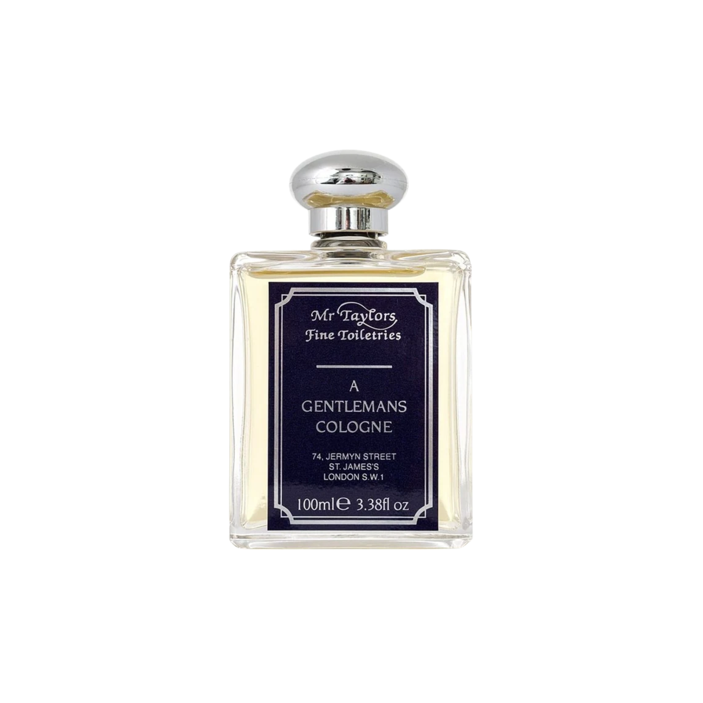 Front view of the bottle for Taylor of Old Bond Street Luxury Cologne 100ml Mr Taylor with atomizer.