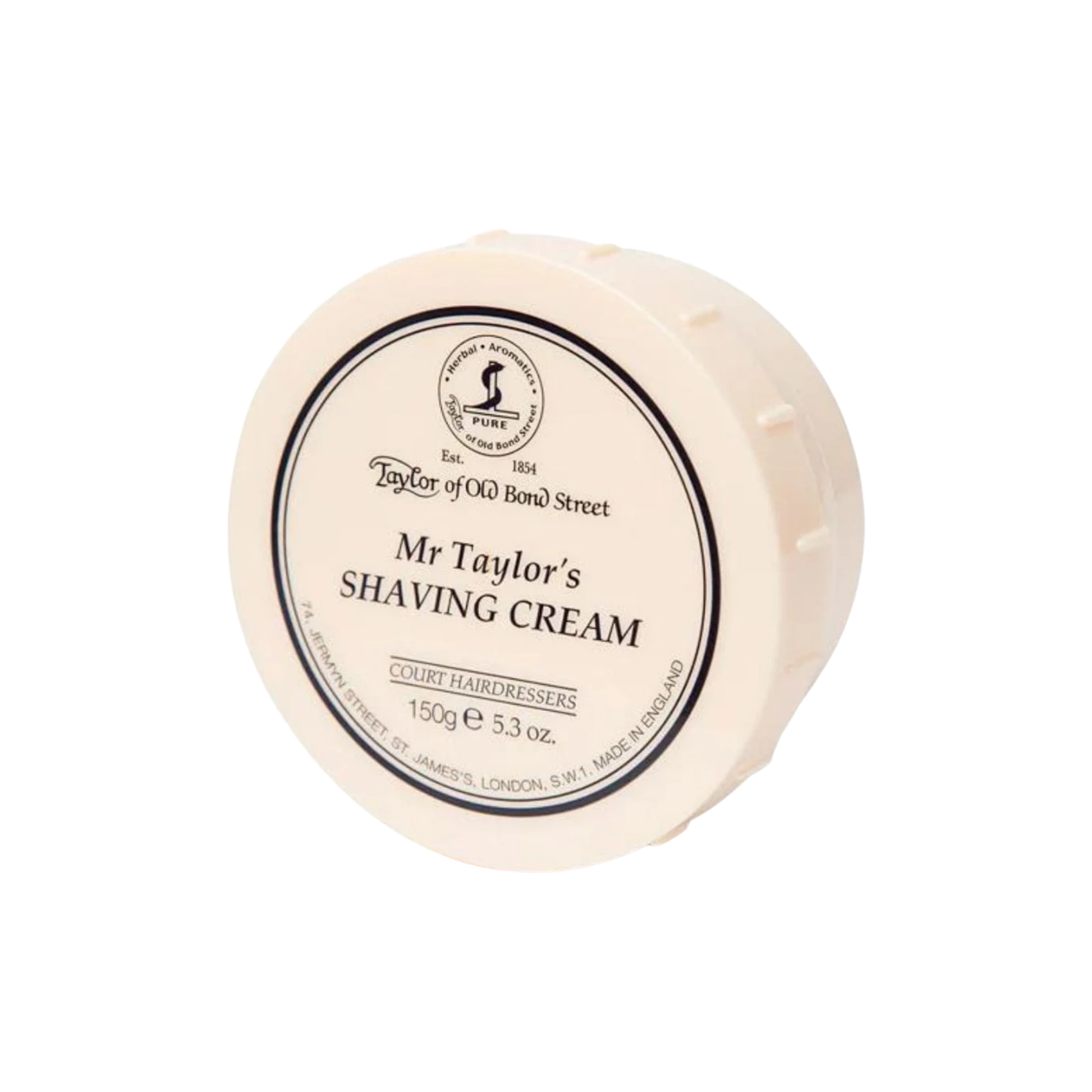 Mr Taylor shaving cream bowl side angled front view 