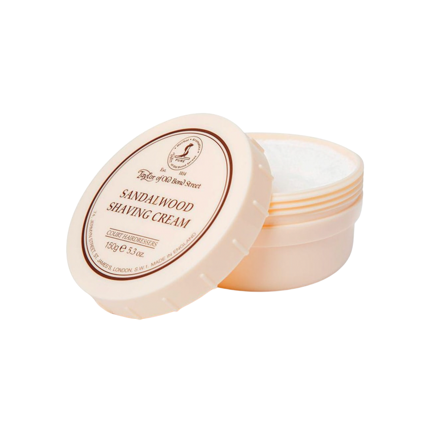 Taylor of Old Bond Street Shaving Cream Bowl 150g Sandalwood with open Lid