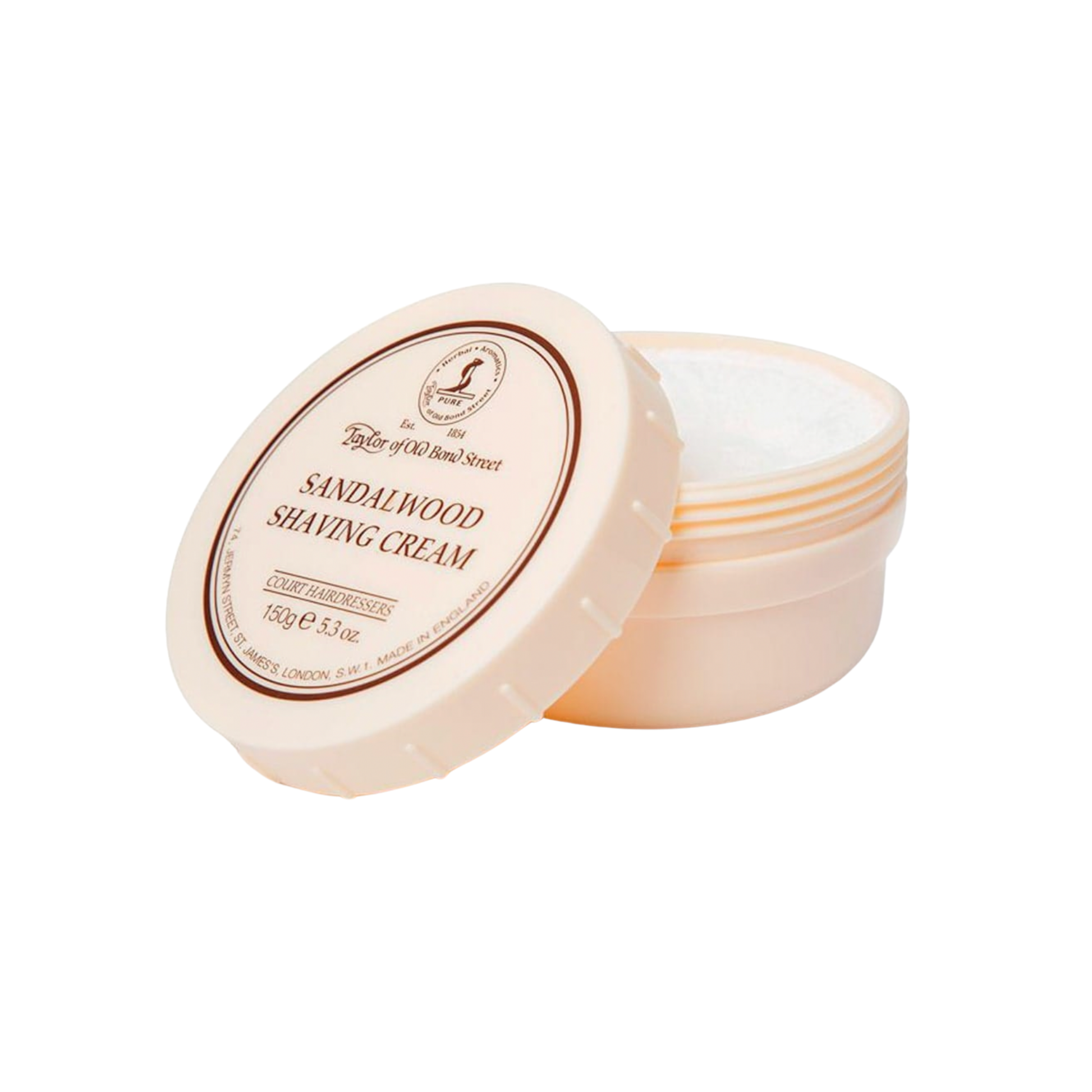 Taylor of Old Bond Street Shaving Cream Bowl 150g Sandalwood with open Lid