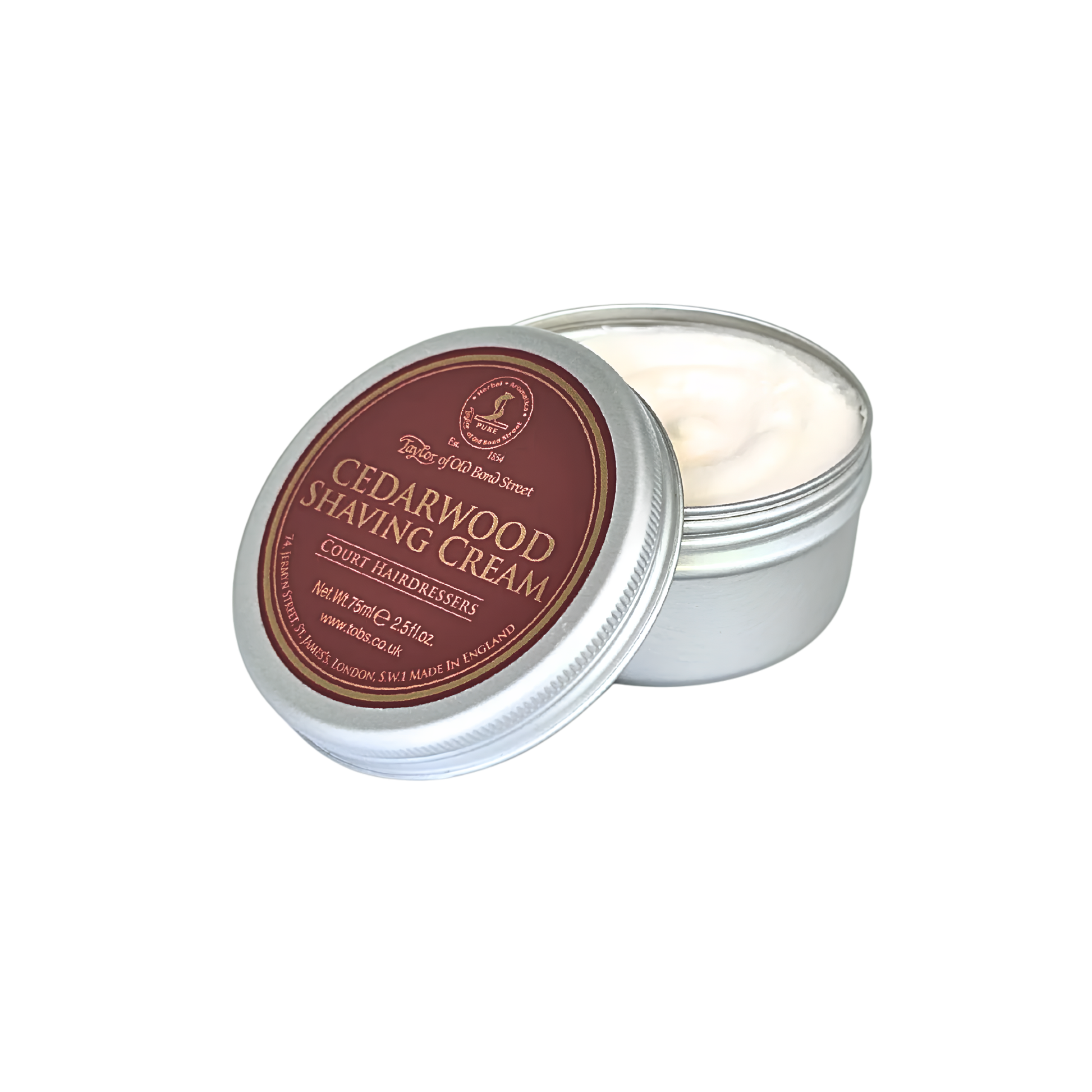 Open Taylor of Old Bond Street Shaving Cream Bowl 75g Cedarwood scent for deep and masculine fragrance.