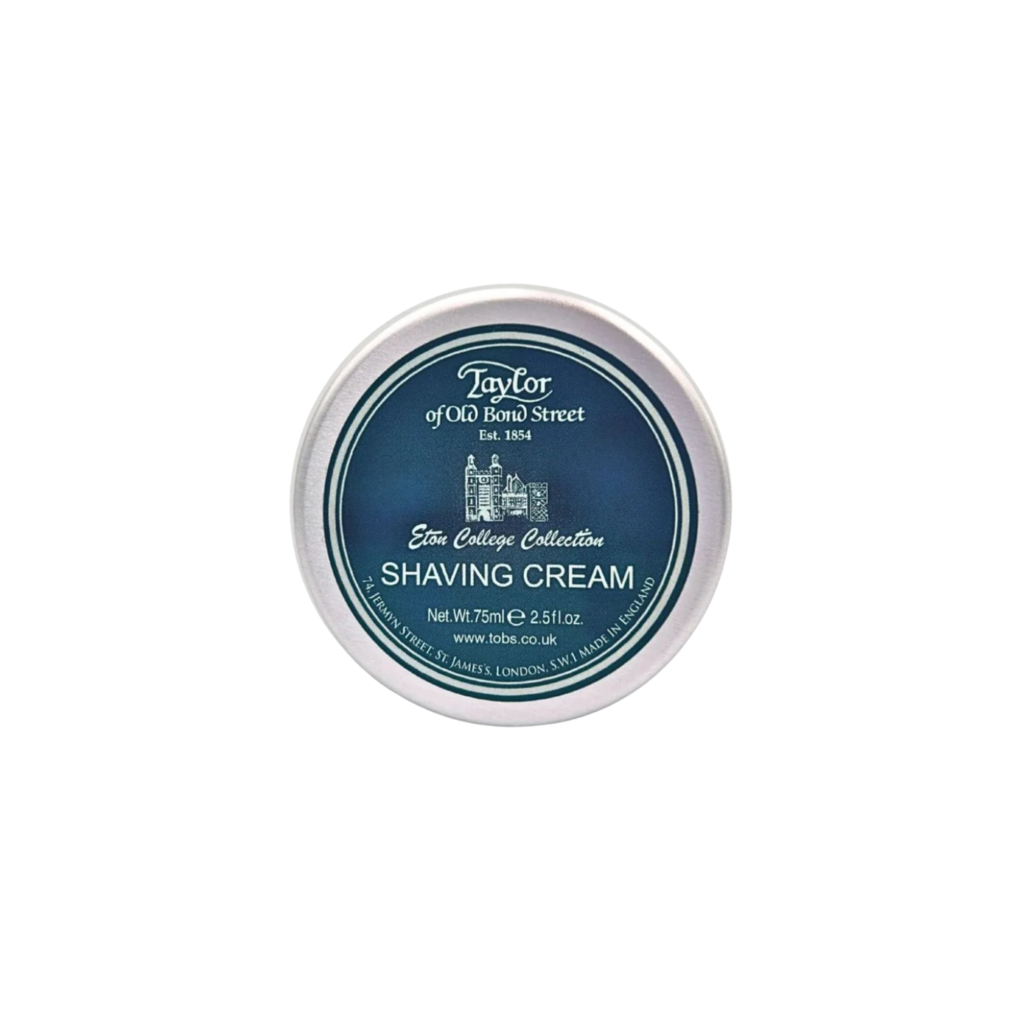 Front view of the Taylor of Old Bond Street citrus based Shaving Cream Bowl 75g Eton College inspired from the barber shop opened at Eton College.