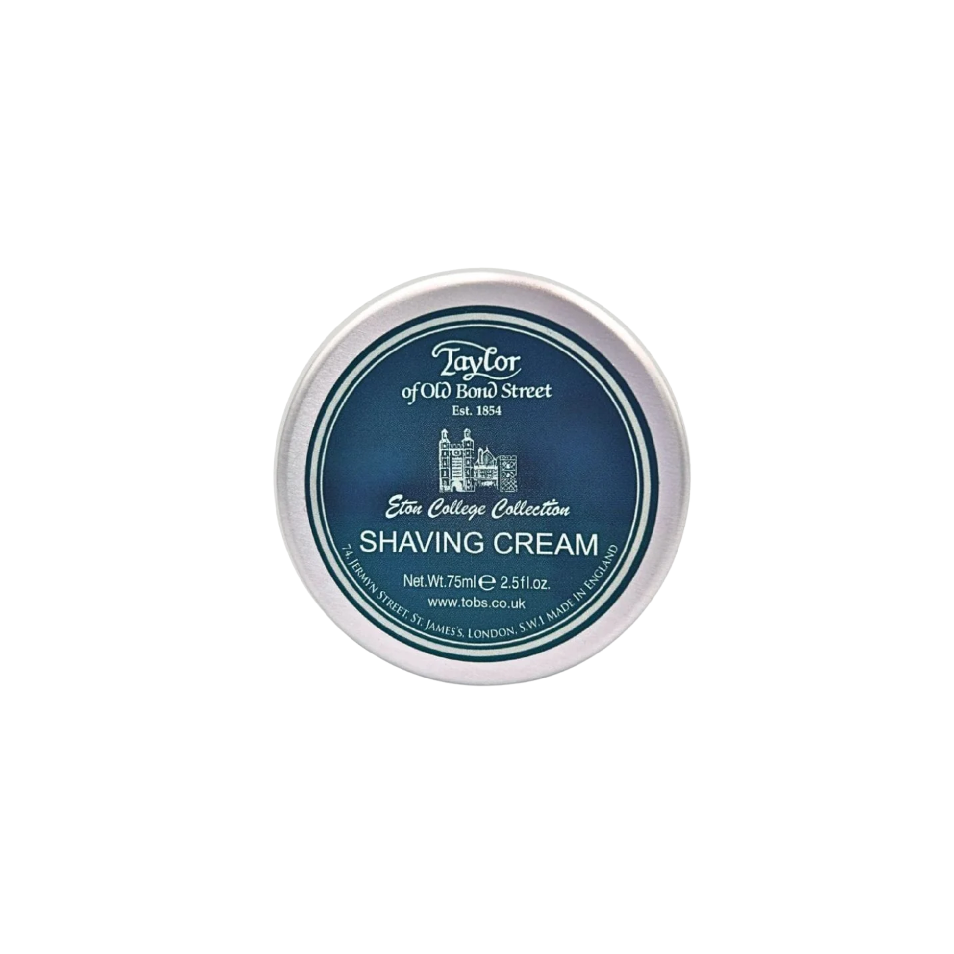 Front view of the Taylor of Old Bond Street citrus based Shaving Cream Bowl 75g Eton College inspired from the barber shop opened at Eton College.