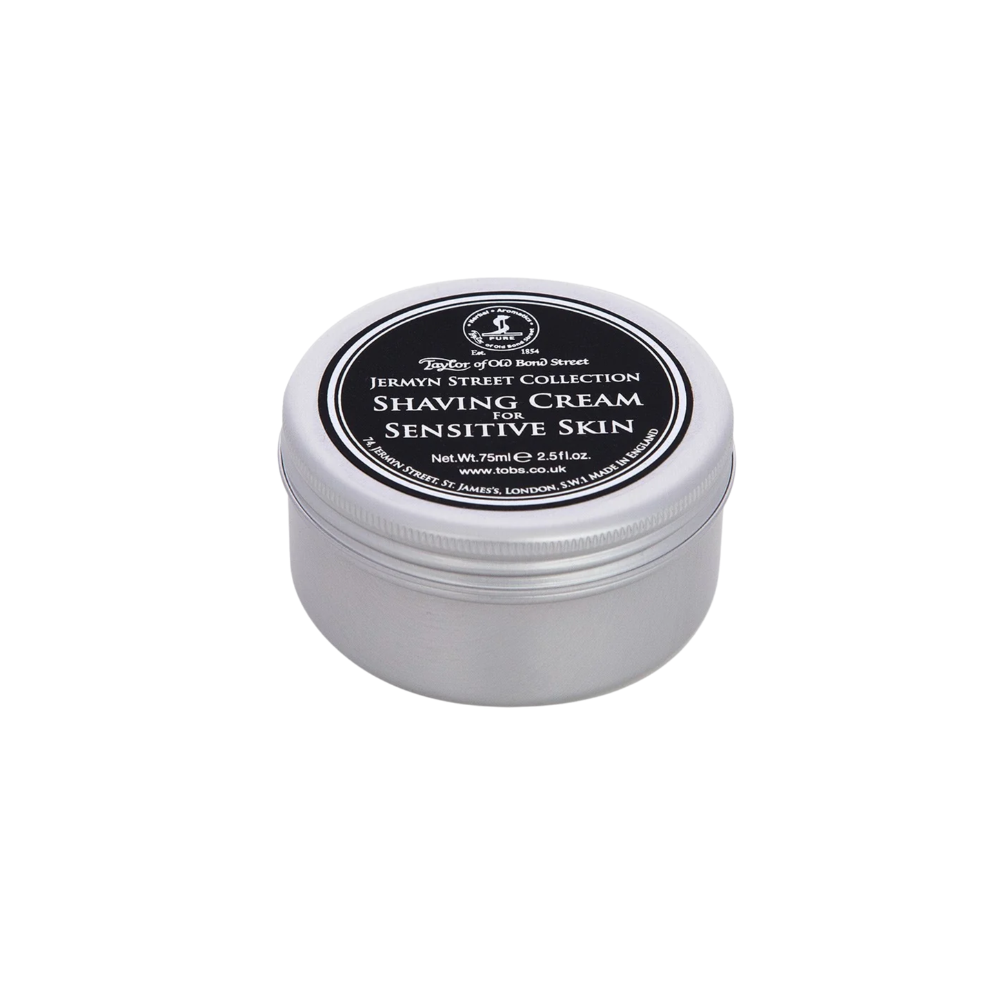 Semi top view of the Taylor of Old Bond Street Shaving Cream Bowl 75g Jermyn St which is allergen-free.