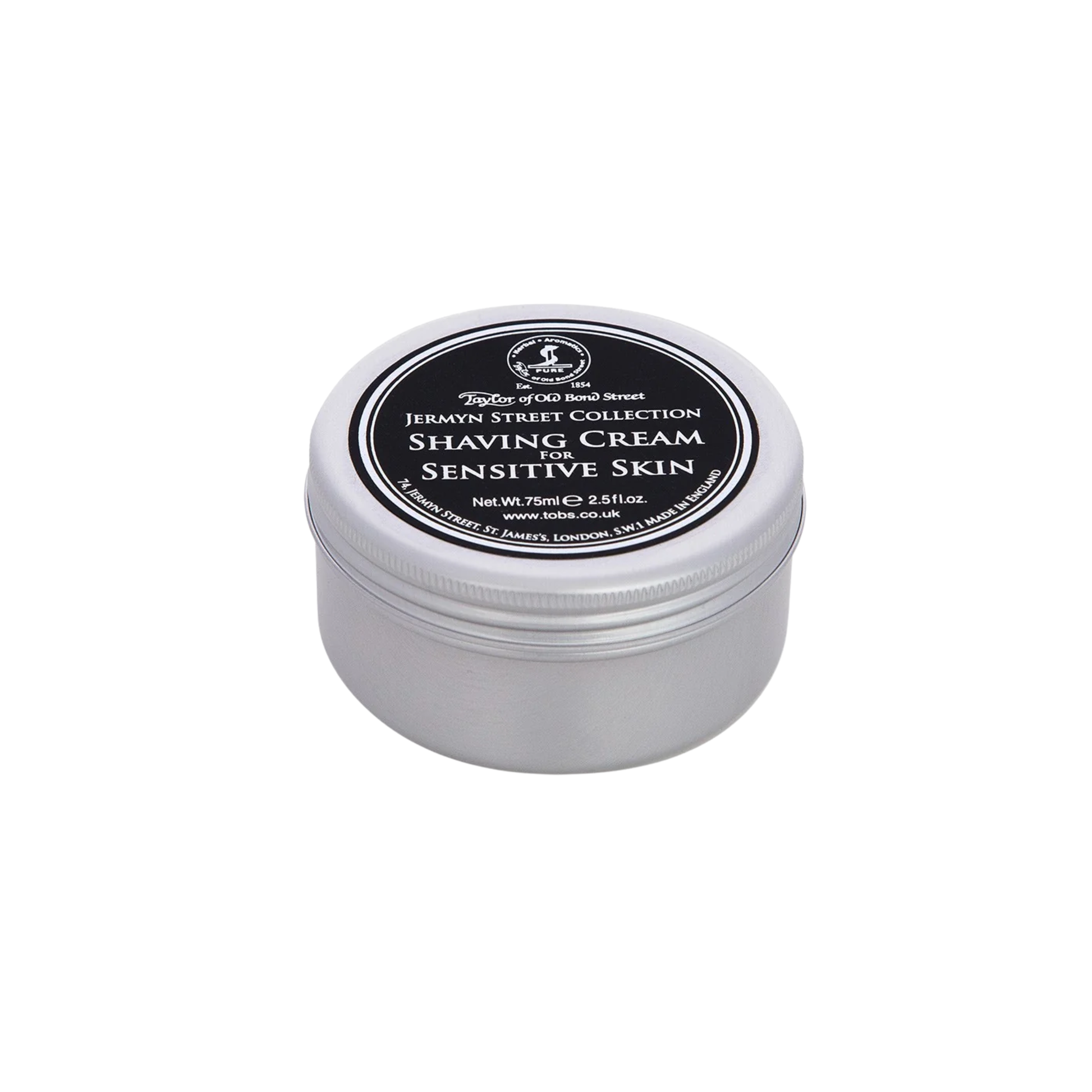 Semi top view of the Taylor of Old Bond Street Shaving Cream Bowl 75g Jermyn St which is allergen-free.