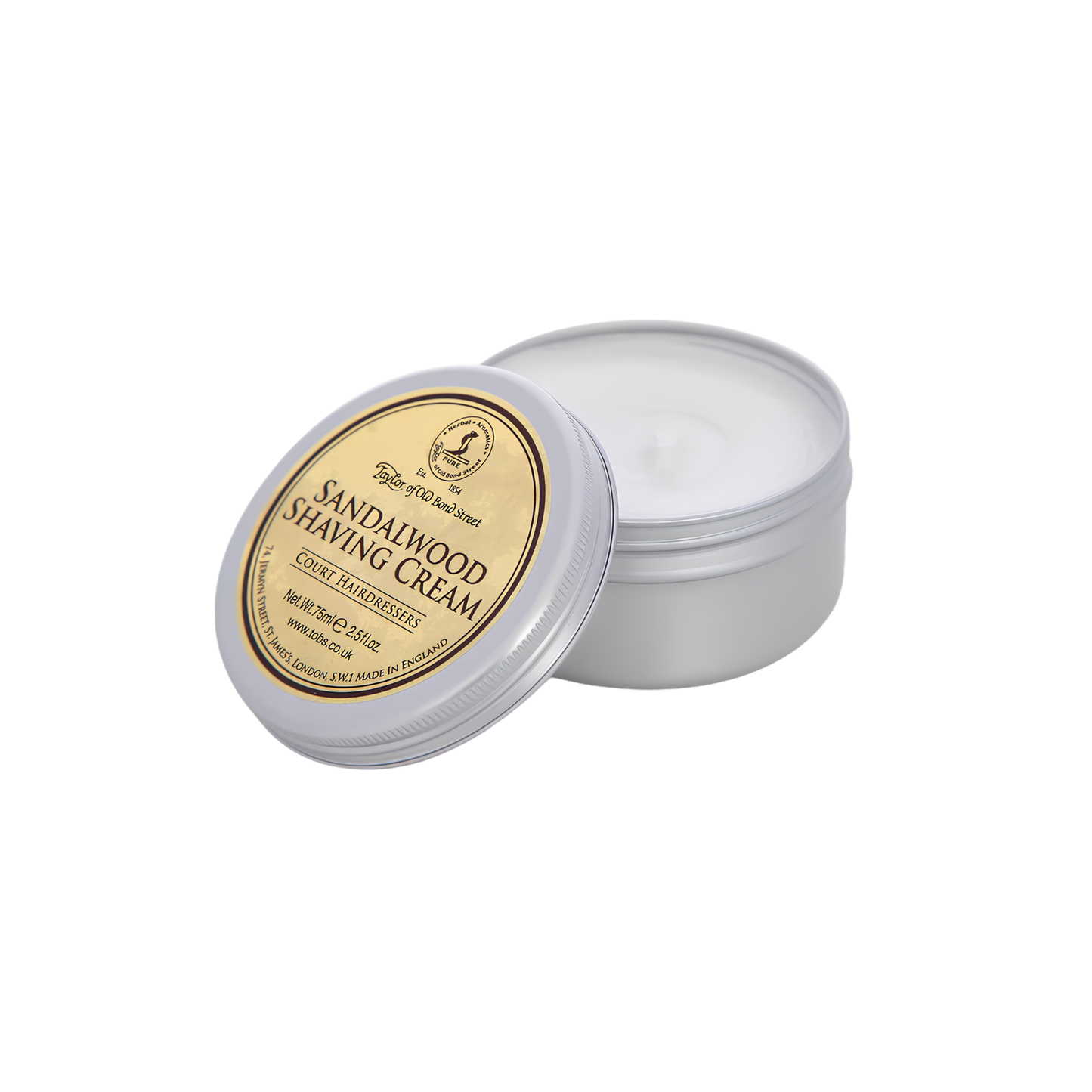 Open Taylor of Old Bond Street Shaving Cream Bowl 75g Sandalwood smooth and creamy lather, ideal for travel
