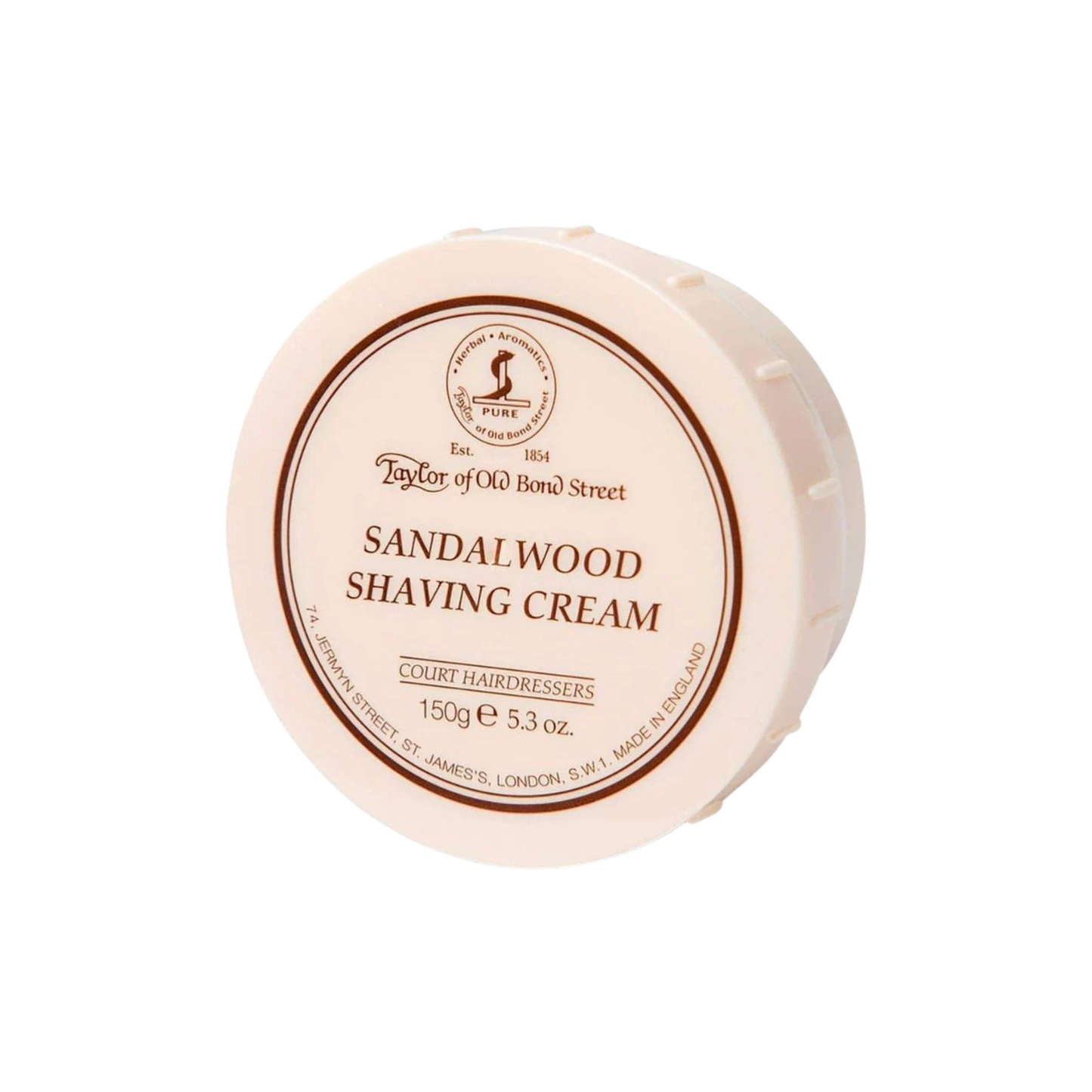 Close up of sandalwood shaving cream bowl front view