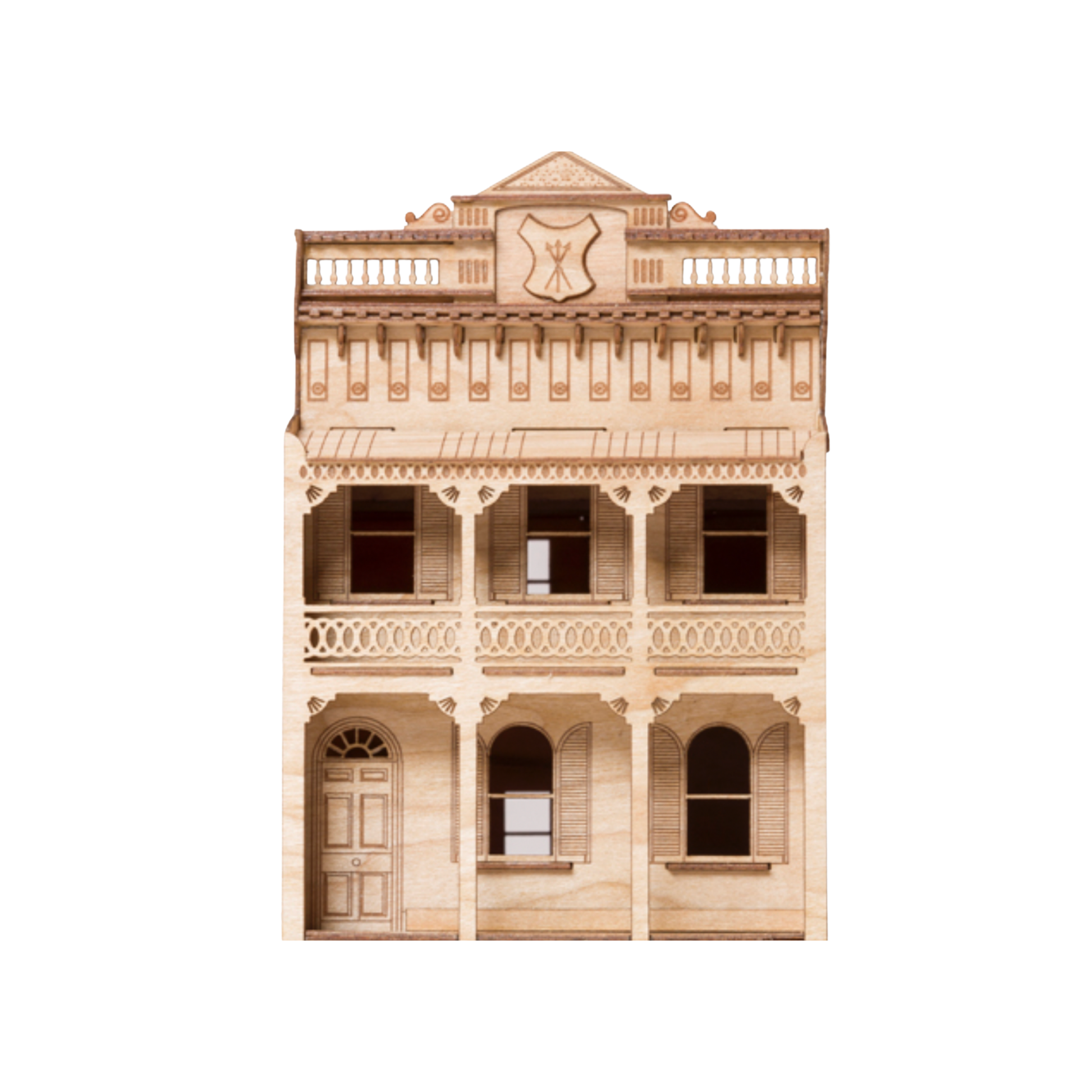 The Little Building Co wooden Model House Richmond Terrace straight on front view