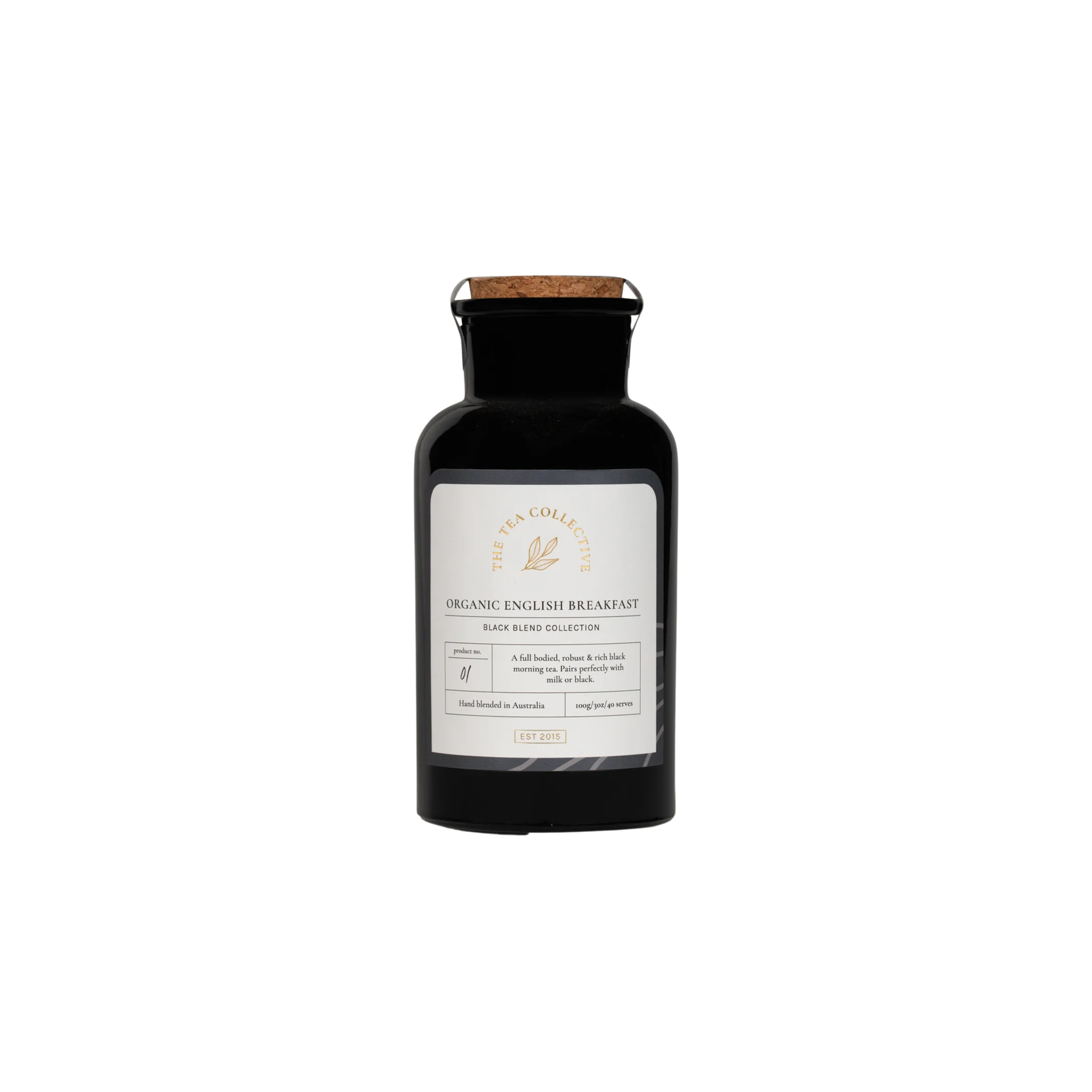 The Tea Collective loose leaf organic english breakfast tea in jar front view