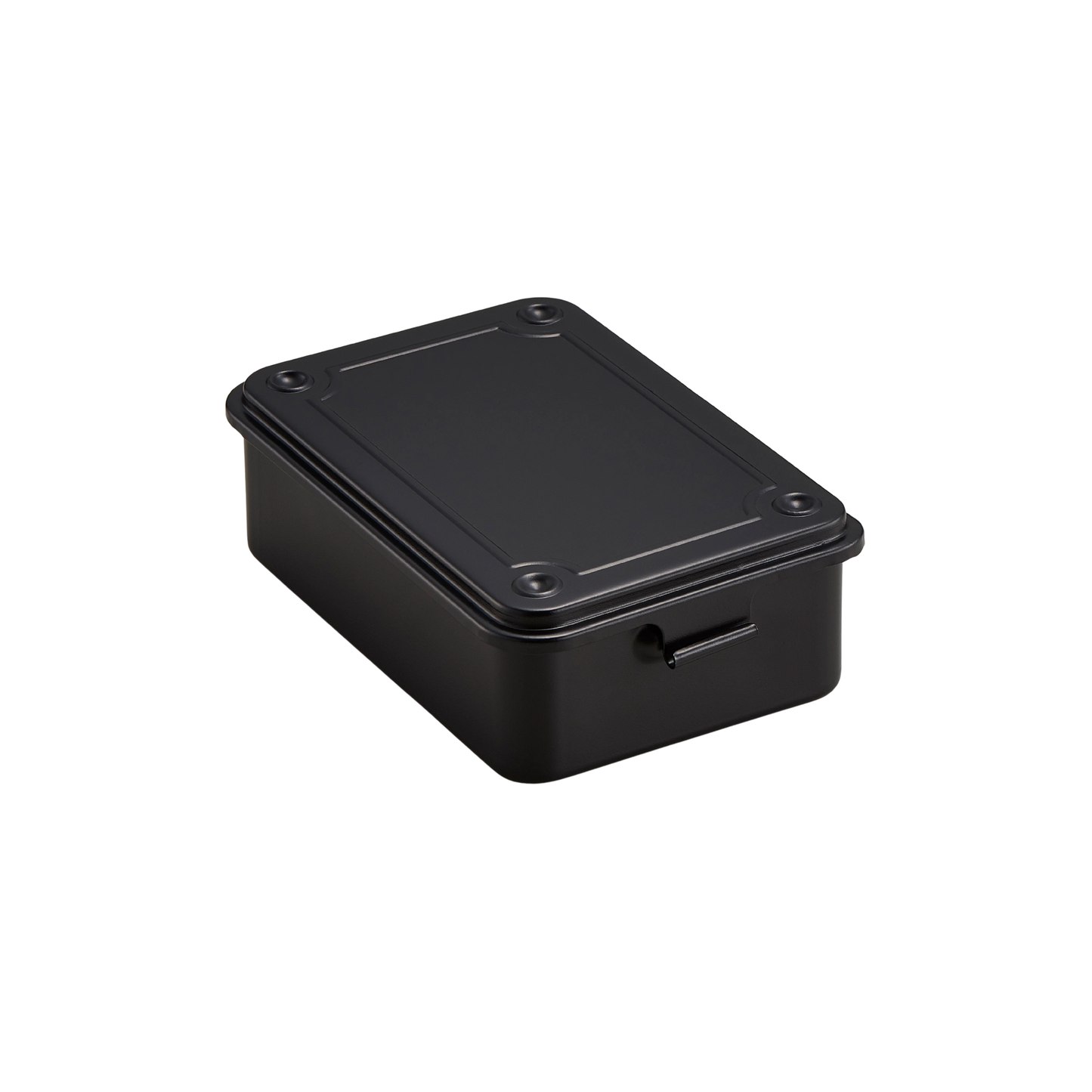 Closed Toyo Toolbox Trunk Shape T-150 Black made from a single steel plate, lightweight and portable as general storage box.