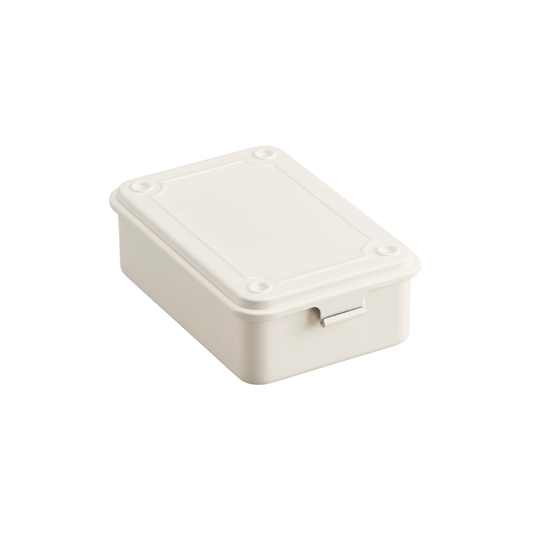 Closed Toyo Toolbox Trunk Shape T-150 White made from a single steel plate, lightweight and portable as general storage box.