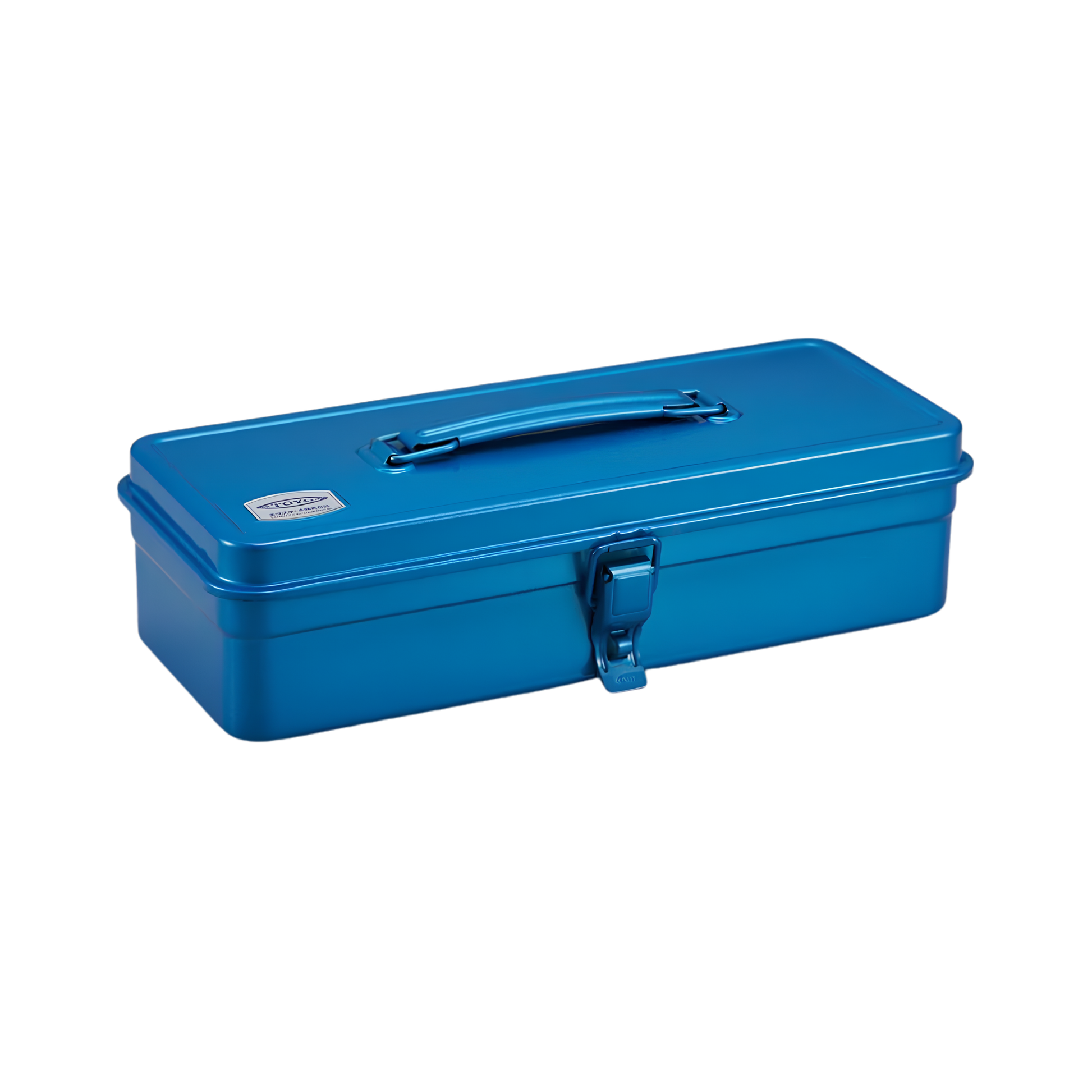 Front semi side view of the Toyo Toolbox Trunk Shape T-320 Blue with ample storage capacity and sleek stylish look.
