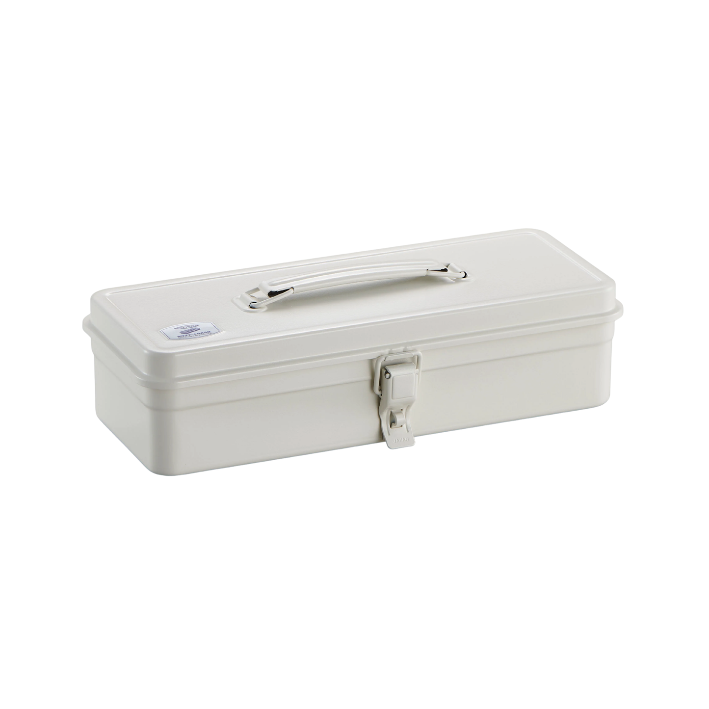 Closed Toyo Toolbox Trunk Shape T-320 White crafted from a single pressed steel, smooth and rounded design with matte texture that's gentle on hands.