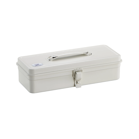 Closed Toyo Toolbox Trunk Shape T-320 White crafted from a single pressed steel, smooth and rounded design with matte texture that's gentle on hands.