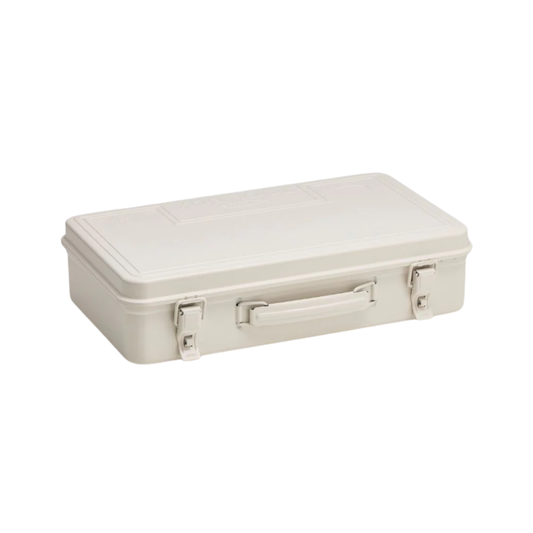 Front view of the Toyo Toolbox Trunk Shape Toolbox T-360 White made from pressed steel plate, matte with no sharp edges.