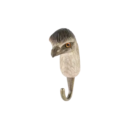 Wildlife Garden Emu Decorative Hook - hand-carved wood with water-based paint, featuring an ostrich-like emu design; includes gift carton and animal fact booklet.