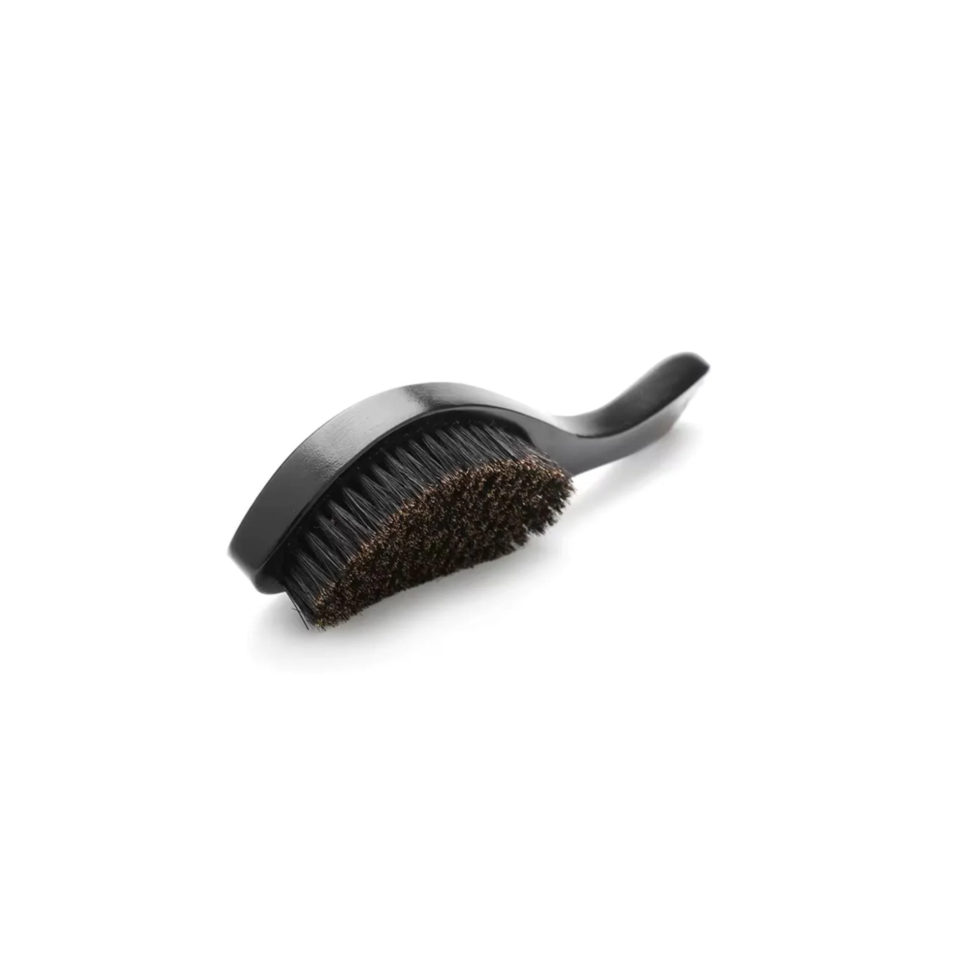 Side view of Yaqi Beard Brush Black - Premium beech wood beard brush with natural black boar bristles for smooth, tangle-free grooming - Durable wooden handle for easy control and daily beard care styling