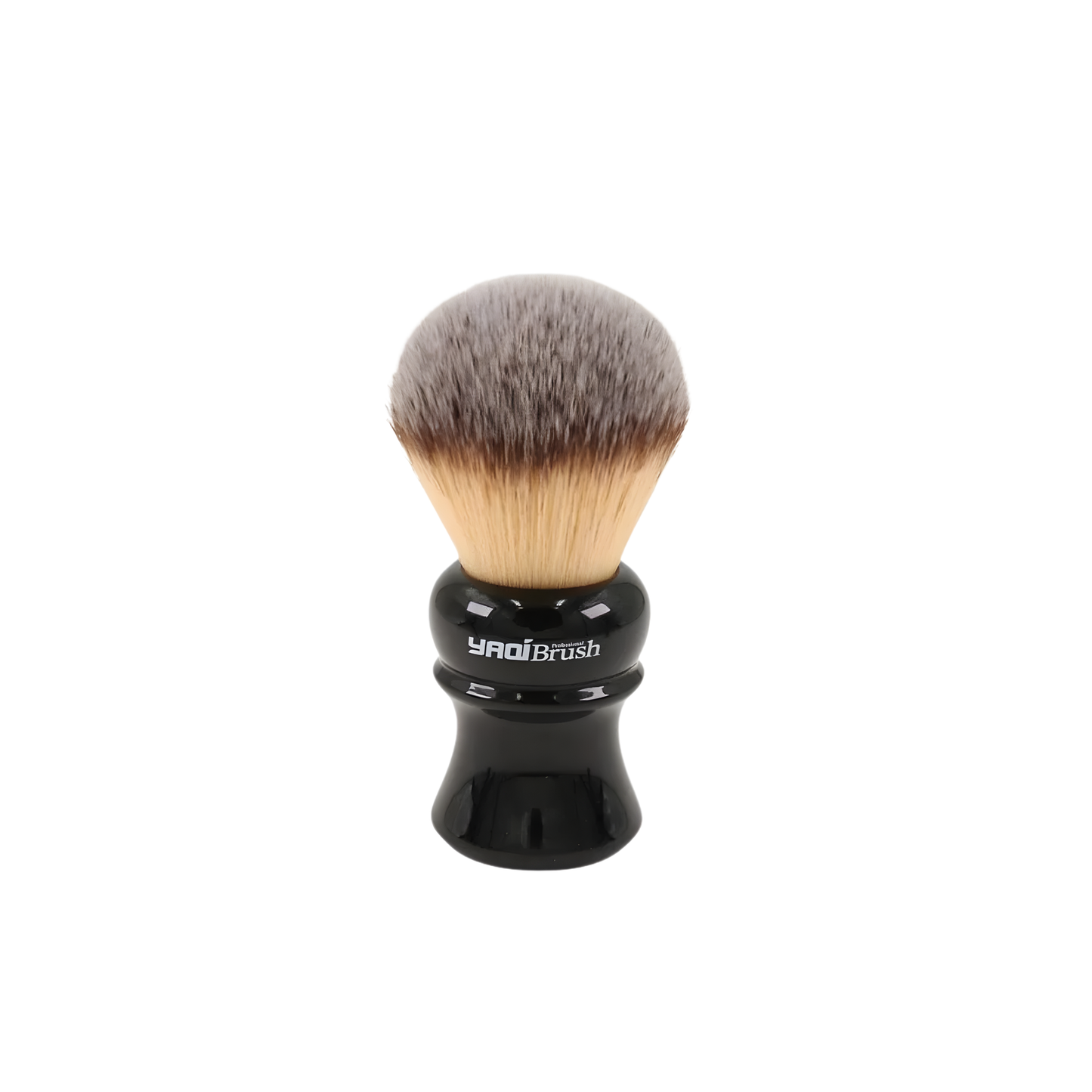 Yaqi Midnight Synthetic Shaving Brush - black resin handle, 24mm nylon bristles, 52mm loft, ergonomic and quick-drying wet shaving brush for rich lather and smooth shave.