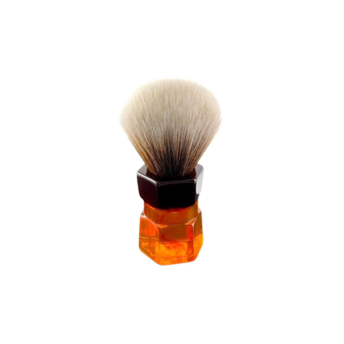 Yaqi Moka Express Synthetic Shaving Brush - Resin shaving brush with 24mm synthetic Mew Brown knot and palm-grip handle - Durable resin build with 52mm loft and 54mm handle height - Stylish smokey swirl design for smooth lathering and exfoliating shave experience