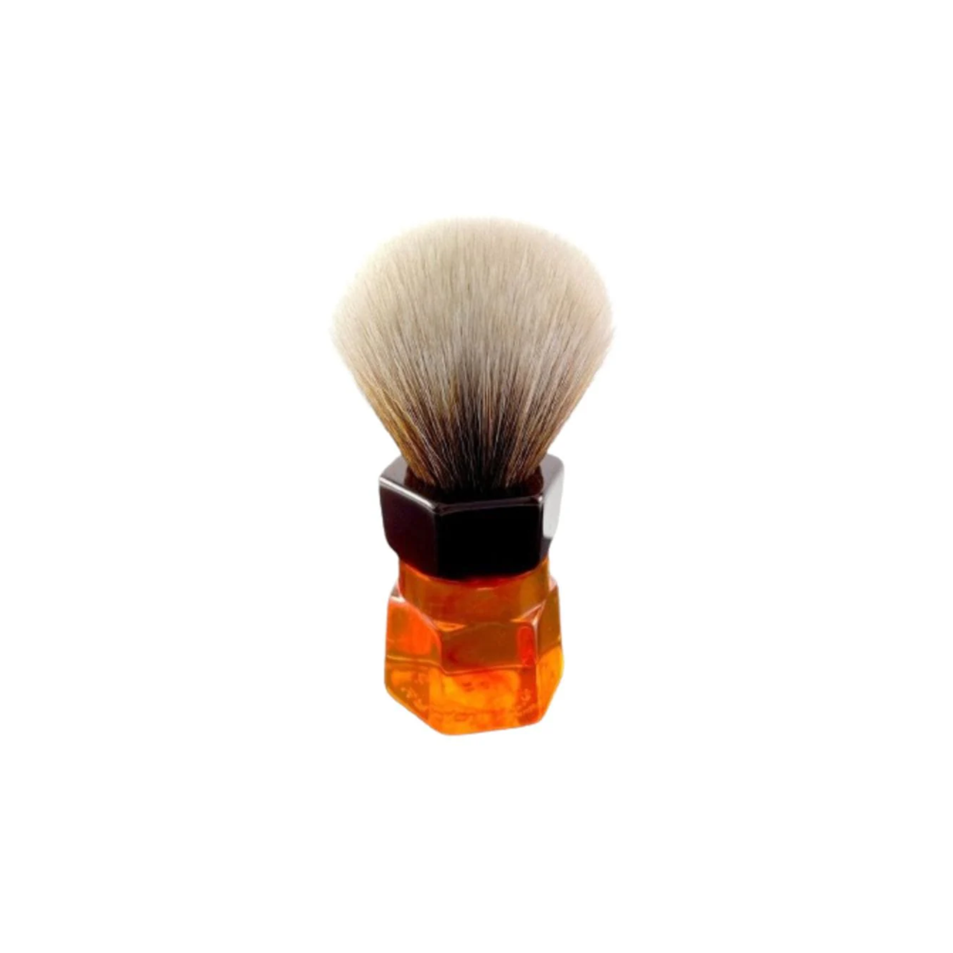 Yaqi Moka Express Synthetic Shaving Brush - Resin shaving brush with 24mm synthetic Mew Brown knot and palm-grip handle - Durable resin build with 52mm loft and 54mm handle height - Stylish smokey swirl design for smooth lathering and exfoliating shave experience