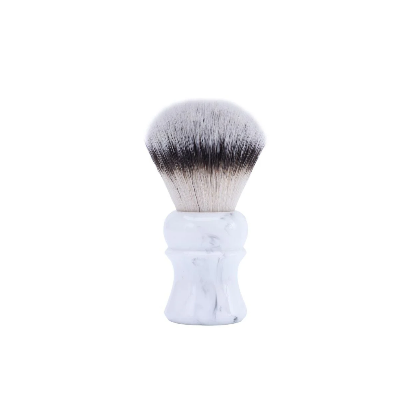 Yaqi White Marble Synthetic Shaving Brush - 24mm nylon bristles, 52mm loft, marble resin handle, quick-drying, dense brush for smooth wet shaving.