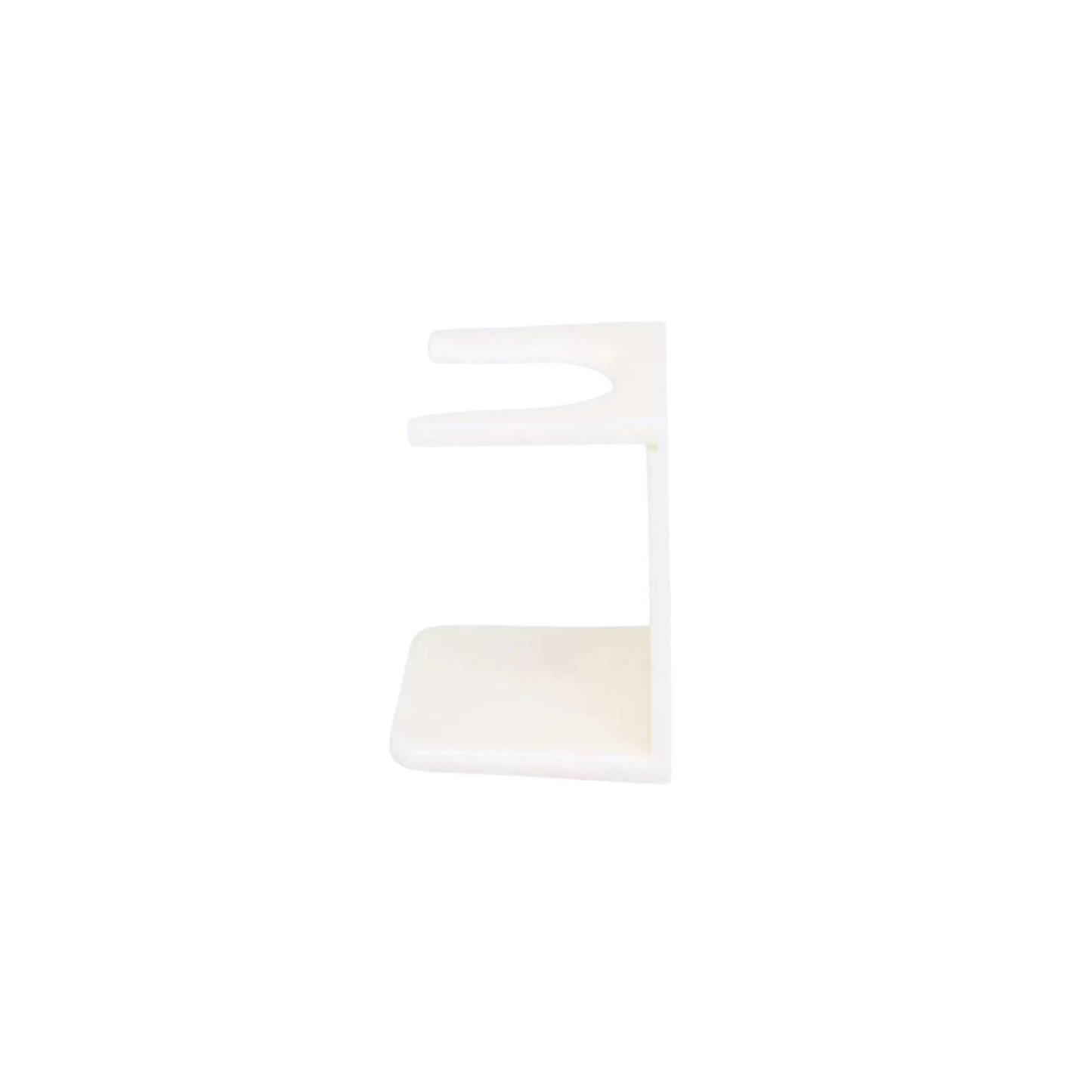 Side view of Yaqi Shaving Brush Stand White - Plastic brush stand for drying and storing shaving brushes - Fits 24mm knot brushes or smaller - 72mm height and 47mm base width - Durable lightweight design keeps natural or synthetic brush bristles in shape